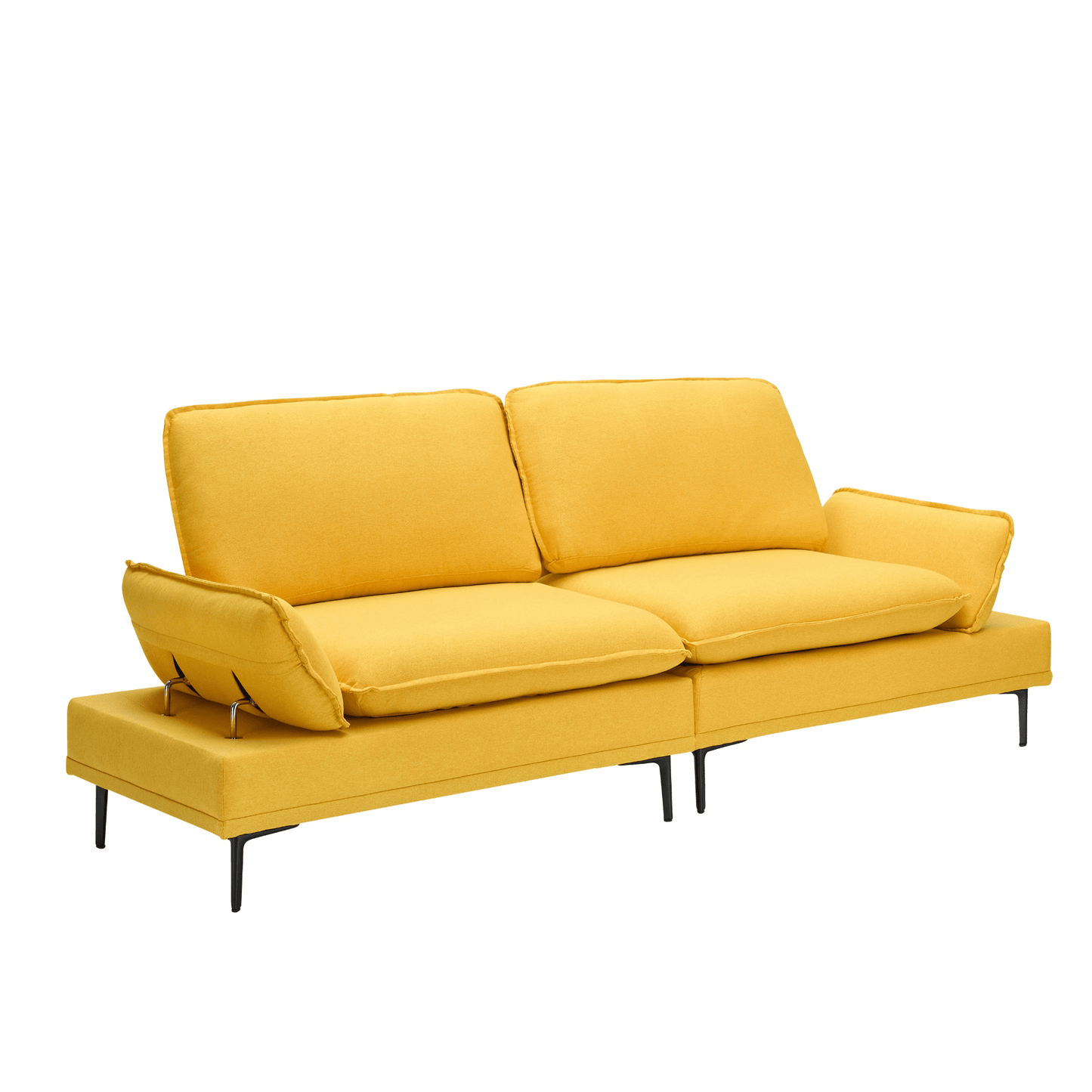 89 Inch Premium Soft Yellow Sofa in Cotton and Linen - Perfect for Apartments and Office Spaces - CurtisJ Designs