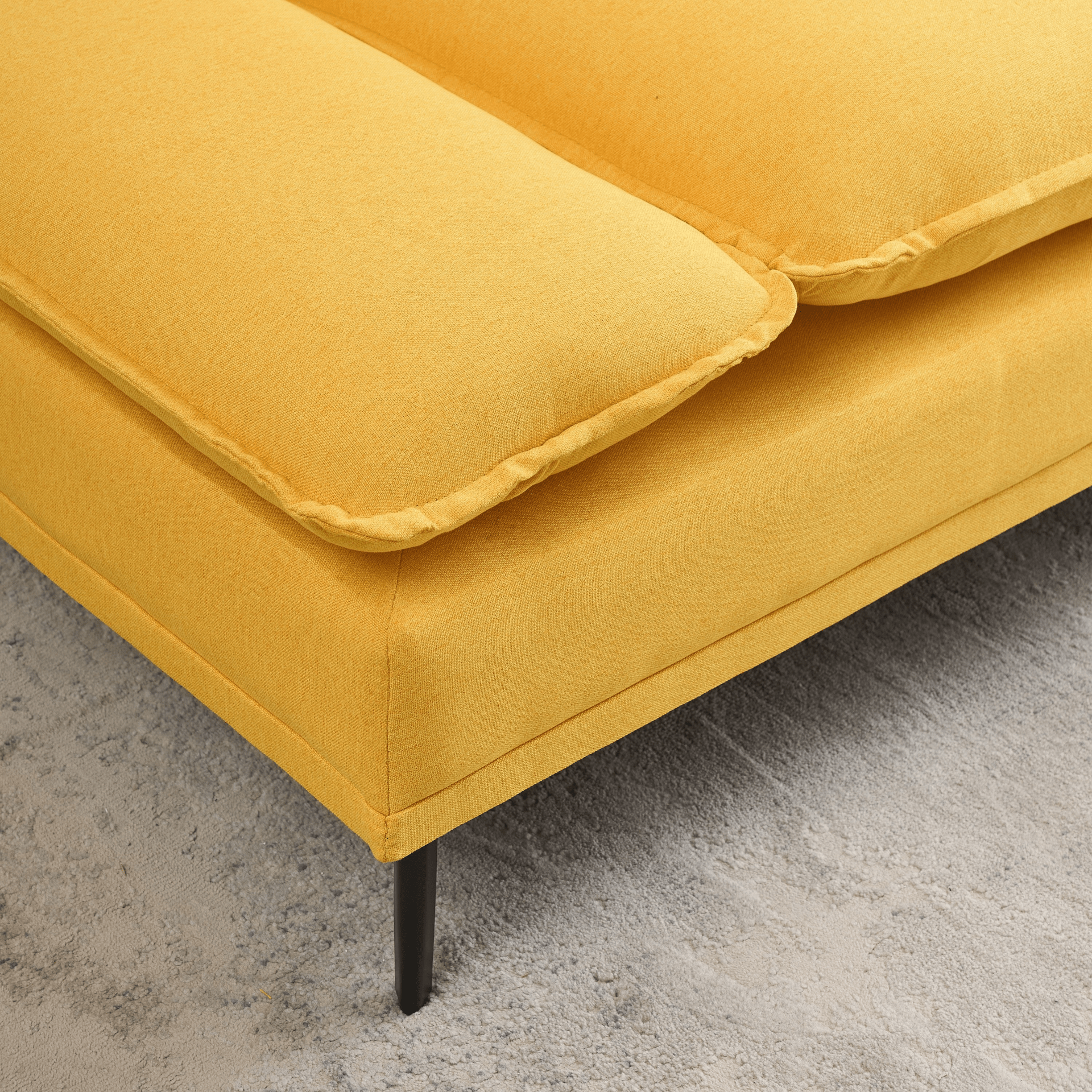 89 Inch Premium Soft Yellow Sofa in Cotton and Linen - Perfect for Apartments and Office Spaces - CurtisJ Designs