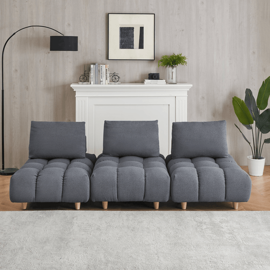 90" Teddy Sofa Fabric - Spacious & Comfortable Seats for Apartment, Office, Living Room - Gray - CurtisJ Designs