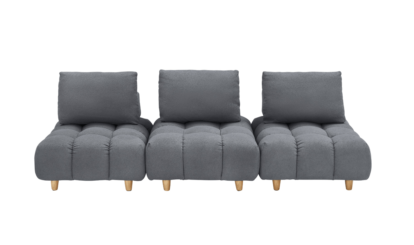 90" Teddy Sofa Fabric - Spacious & Comfortable Seats for Apartment, Office, Living Room - Gray - CurtisJ Designs