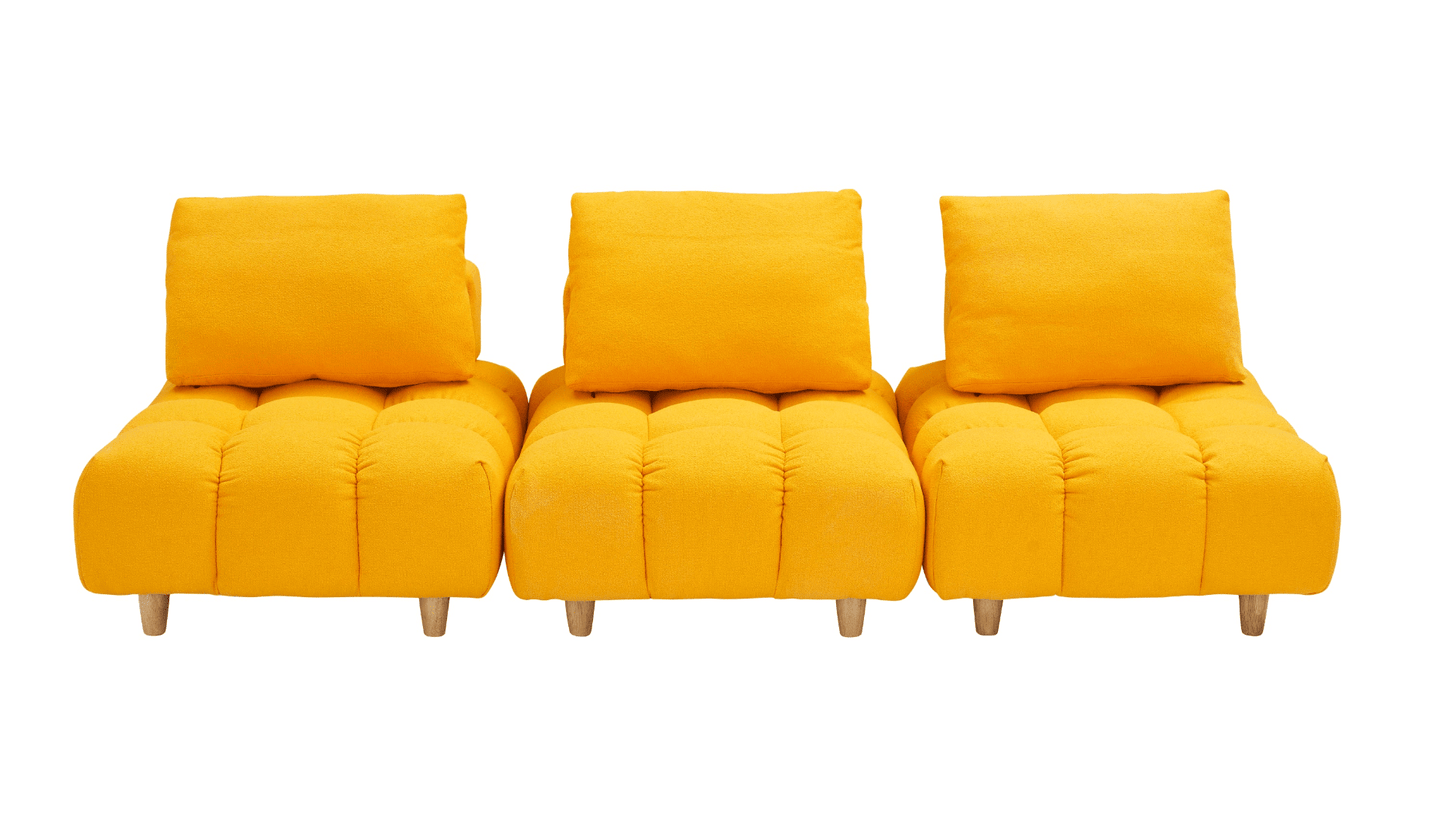 90" Yellow Teddy Fabric Sofa - Comfortable & Spacious Seating for Apartment, Office, or Living Room - CurtisJ Designs