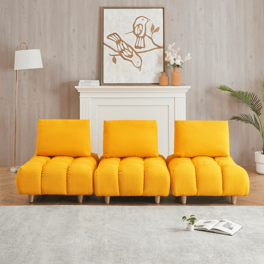 90" Yellow Teddy Fabric Sofa - Comfortable & Spacious Seating for Apartment, Office, or Living Room - CurtisJ Designs