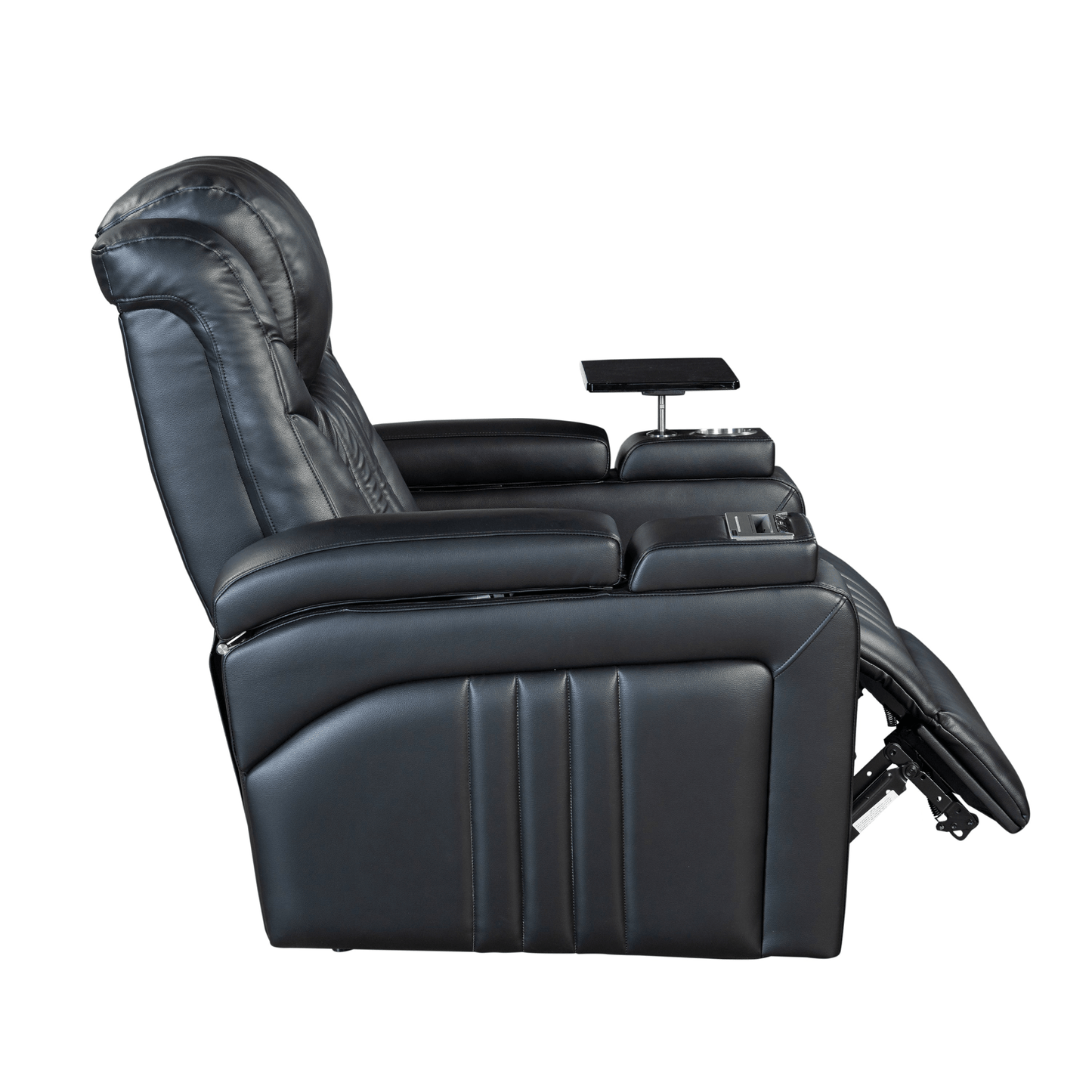 Black PU Leather Power Recliner with Adjustable Headrest, Wireless Charging & USB Port - Home Theater Recliner with Storage Arms, Cup Holder & Tray Table - CurtisJ Designs