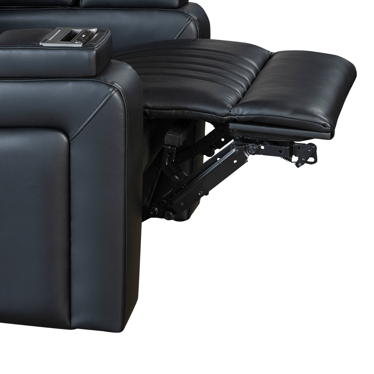 Black PU Leather Power Recliner with Adjustable Headrest, Wireless Charging & USB Port - Home Theater Recliner with Storage Arms, Cup Holder & Tray Table - CurtisJ Designs