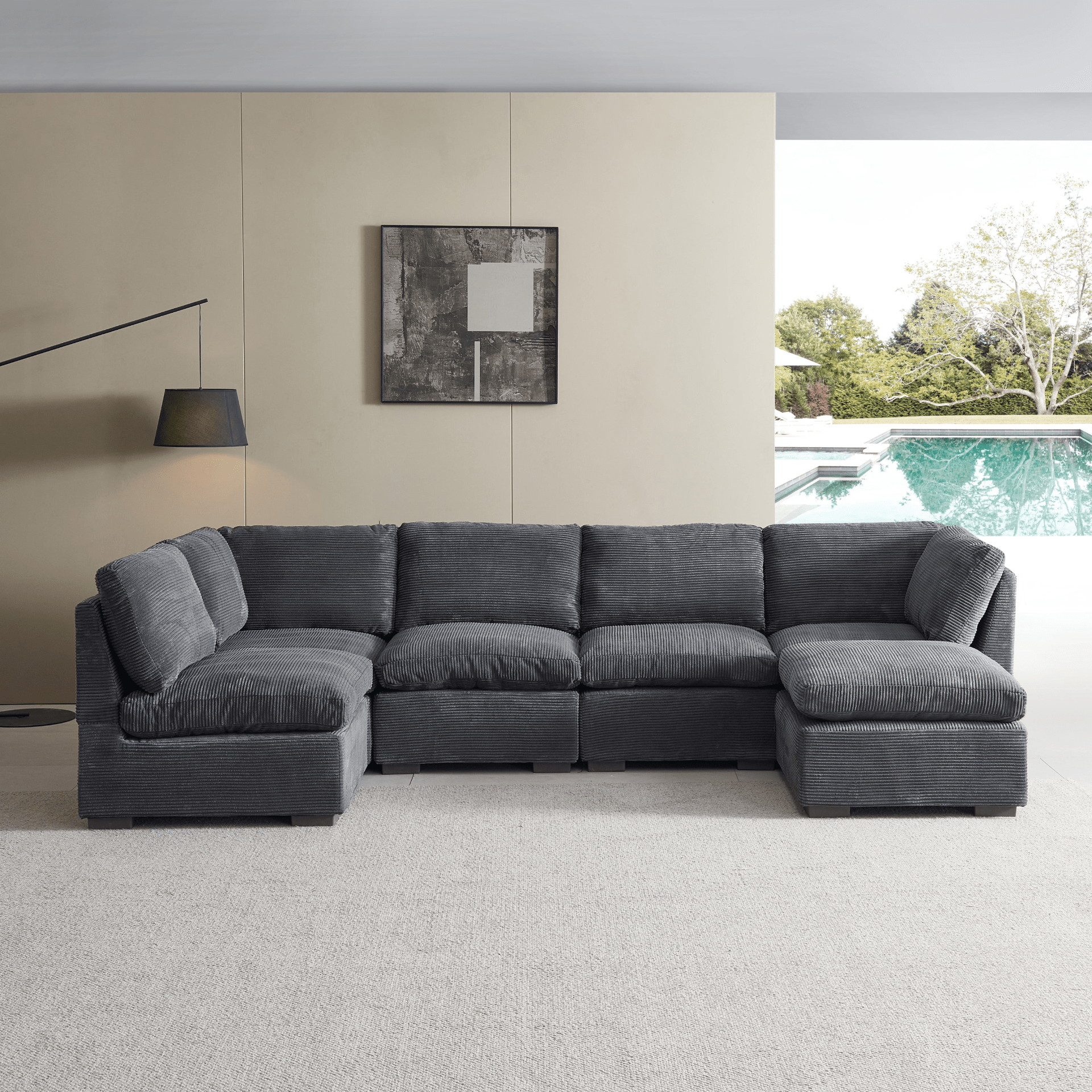 Convertible Modern Luxury Sectional Sofa Couch for Living Room - Dark Grey - CurtisJ Designs