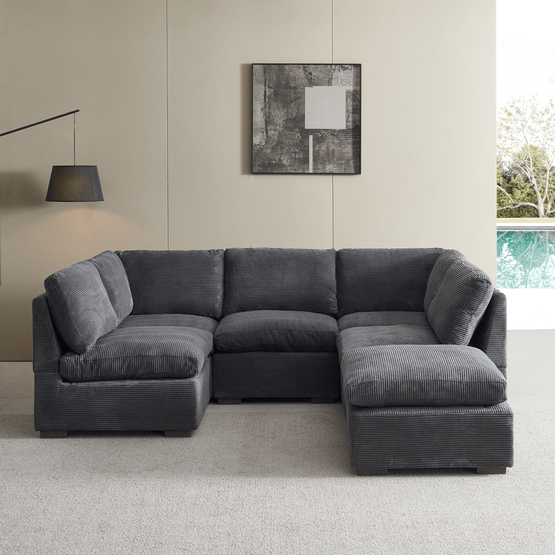 Convertible Modern Luxury Sectional Sofa Couch for Living Room - Dark Grey - CurtisJ Designs