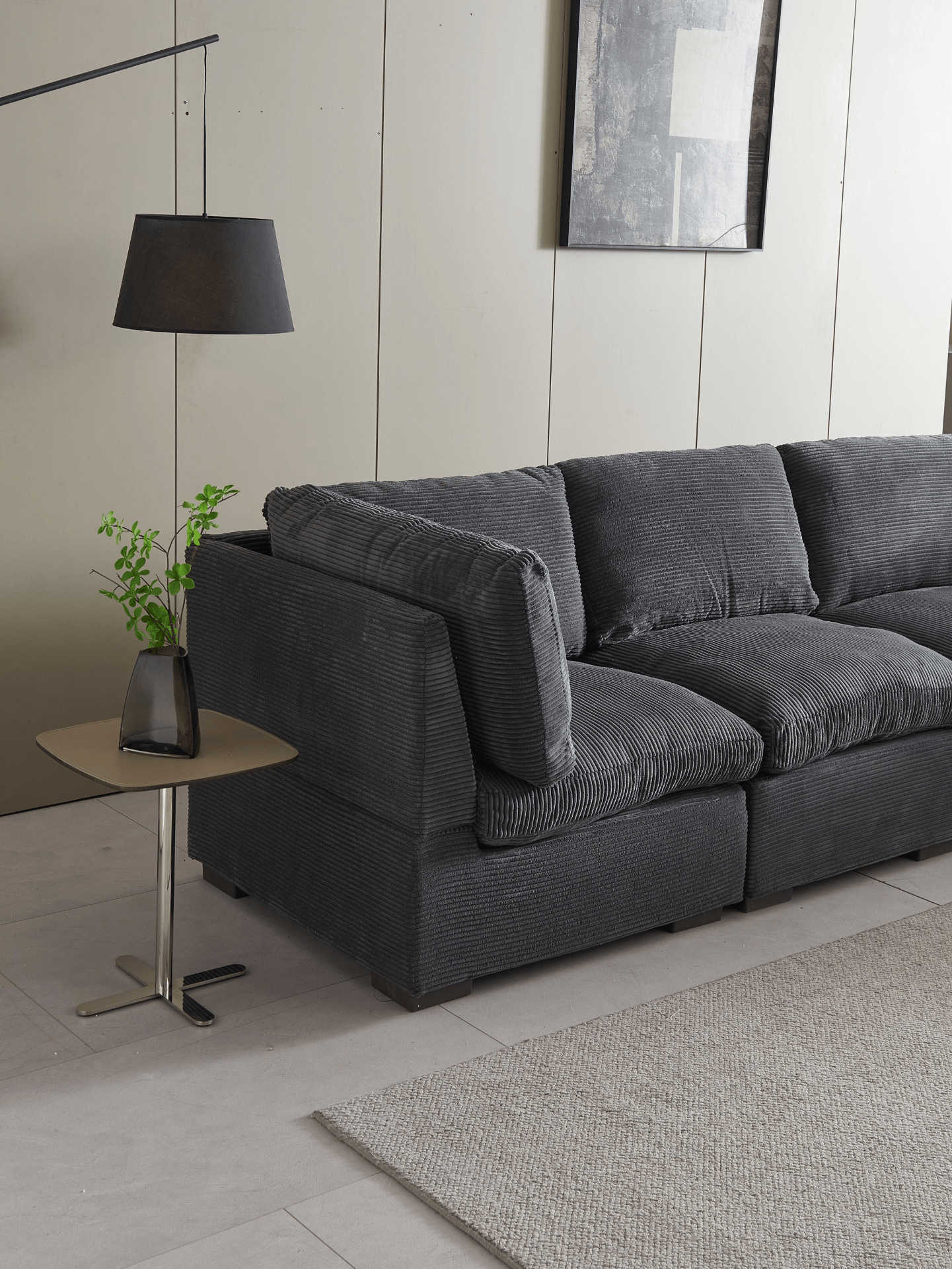 Convertible Modern Luxury Sectional Sofa Couch for Living Room - Dark Grey - CurtisJ Designs