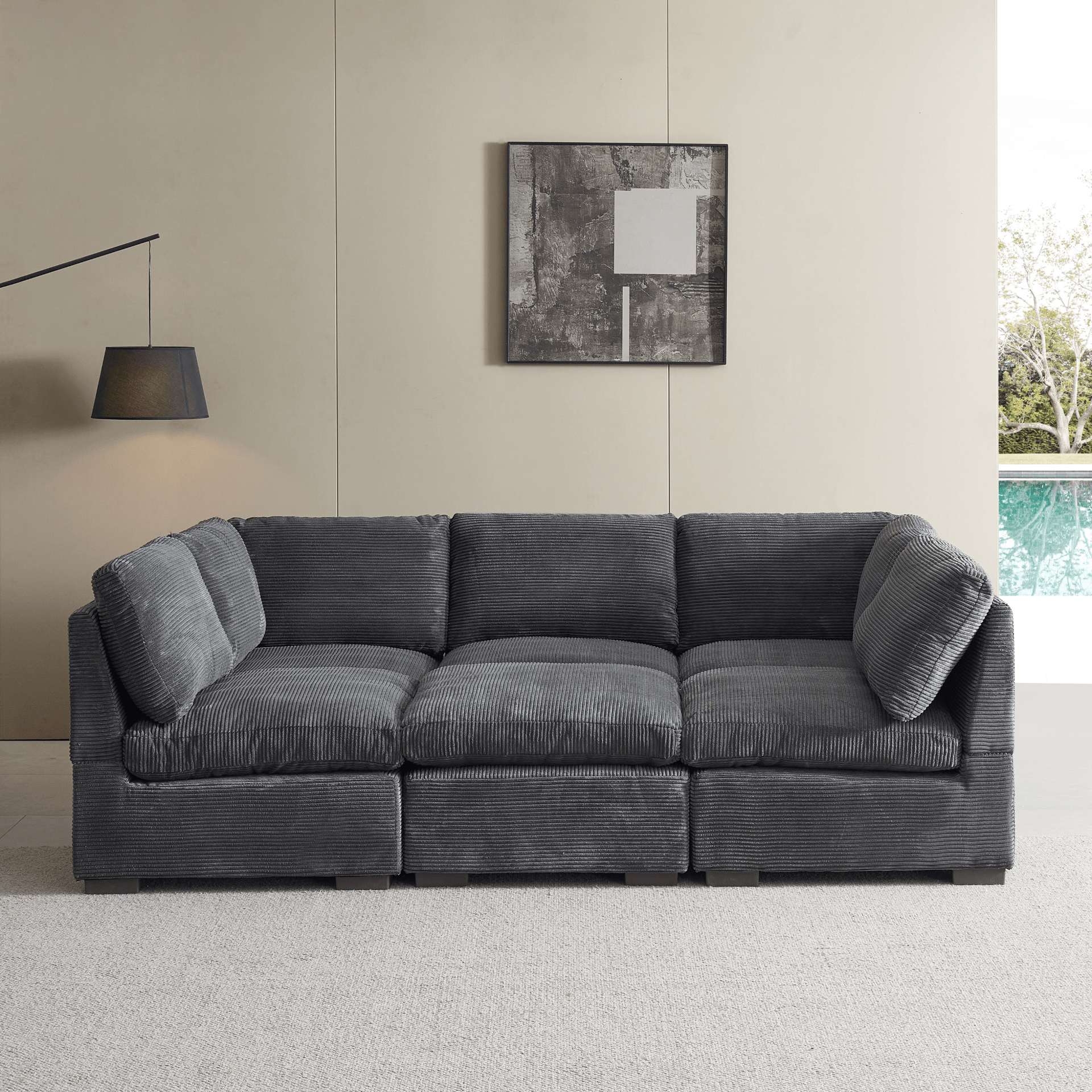 Convertible Modern Luxury Sectional Sofa Couch for Living Room - Dark Grey - CurtisJ Designs