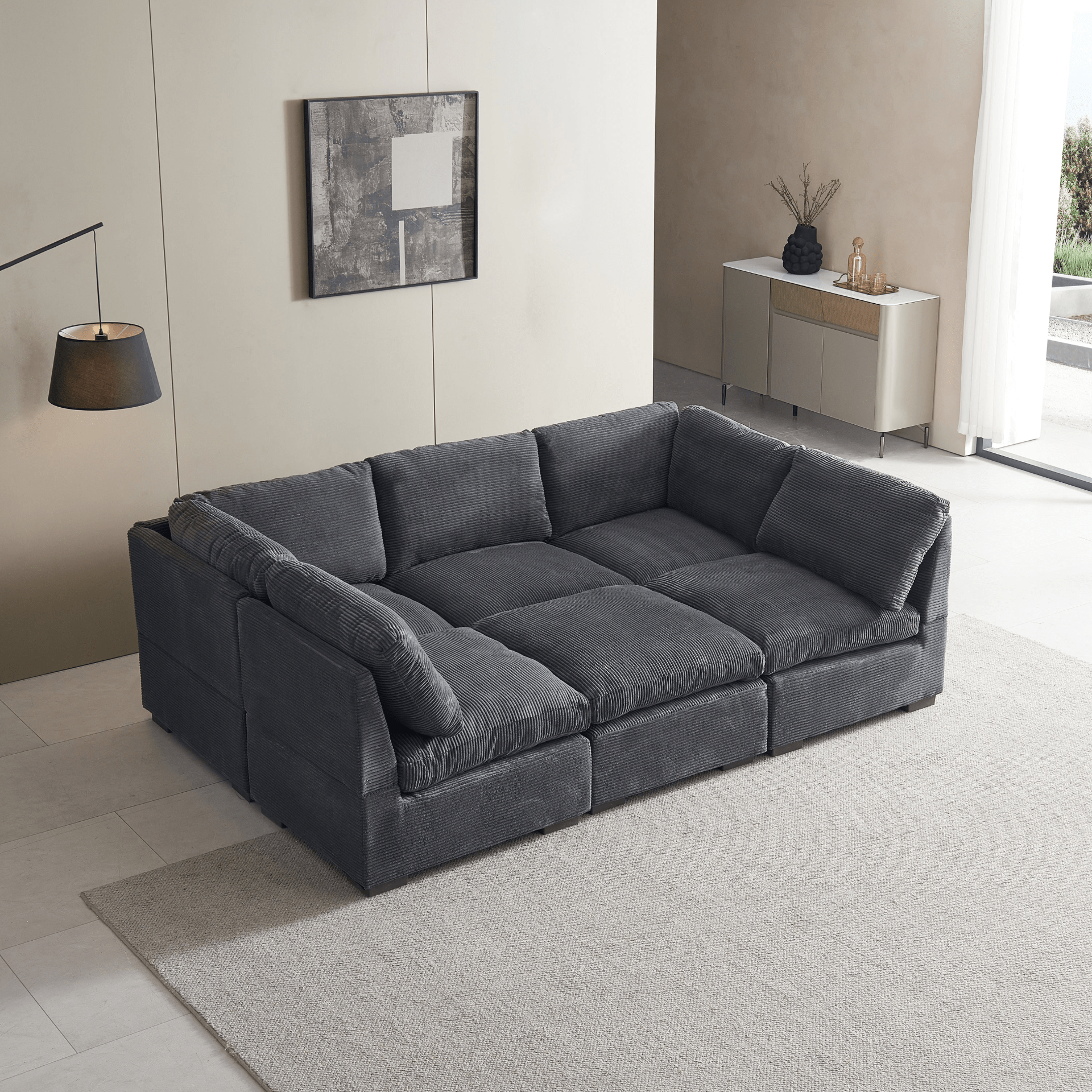 Convertible Modern Luxury Sectional Sofa Couch for Living Room - Dark Grey - CurtisJ Designs