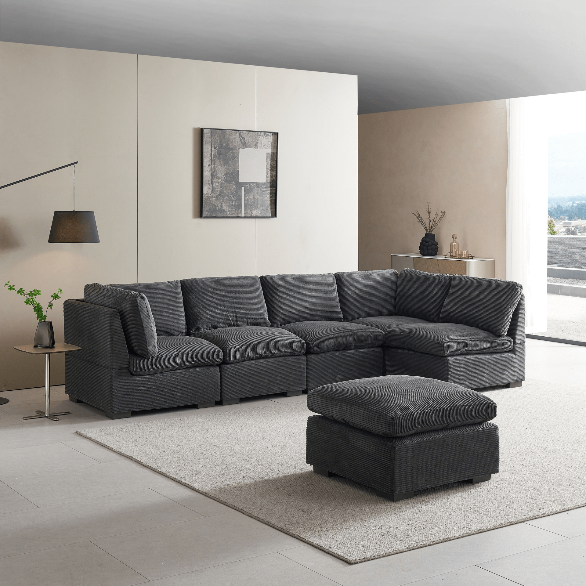 Convertible Modern Luxury Sectional Sofa Couch for Living Room - Dark Grey - CurtisJ Designs