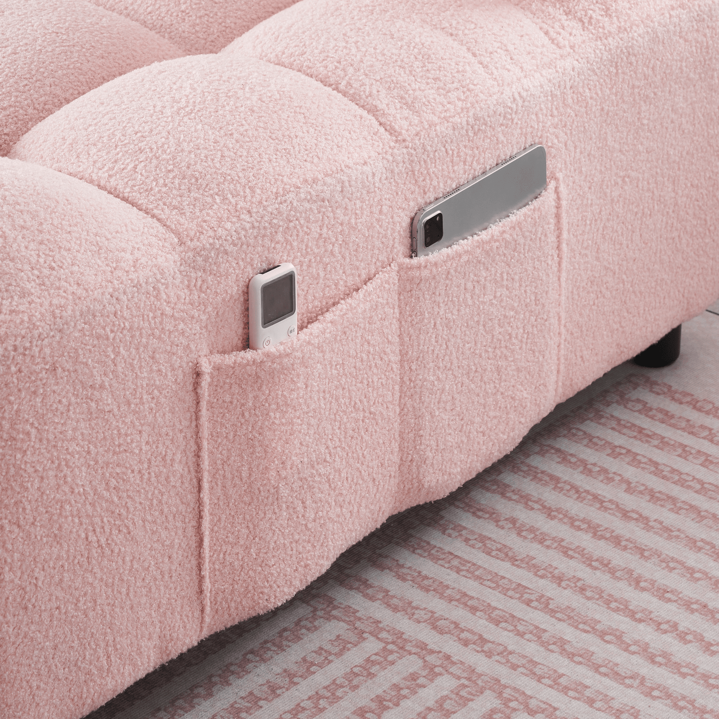 Convertible Teddy Sofa - Cum - Bed, 40.20 Inches Long - Pink | Perfect for Apartment, Office, and Living Room - CurtisJ Designs