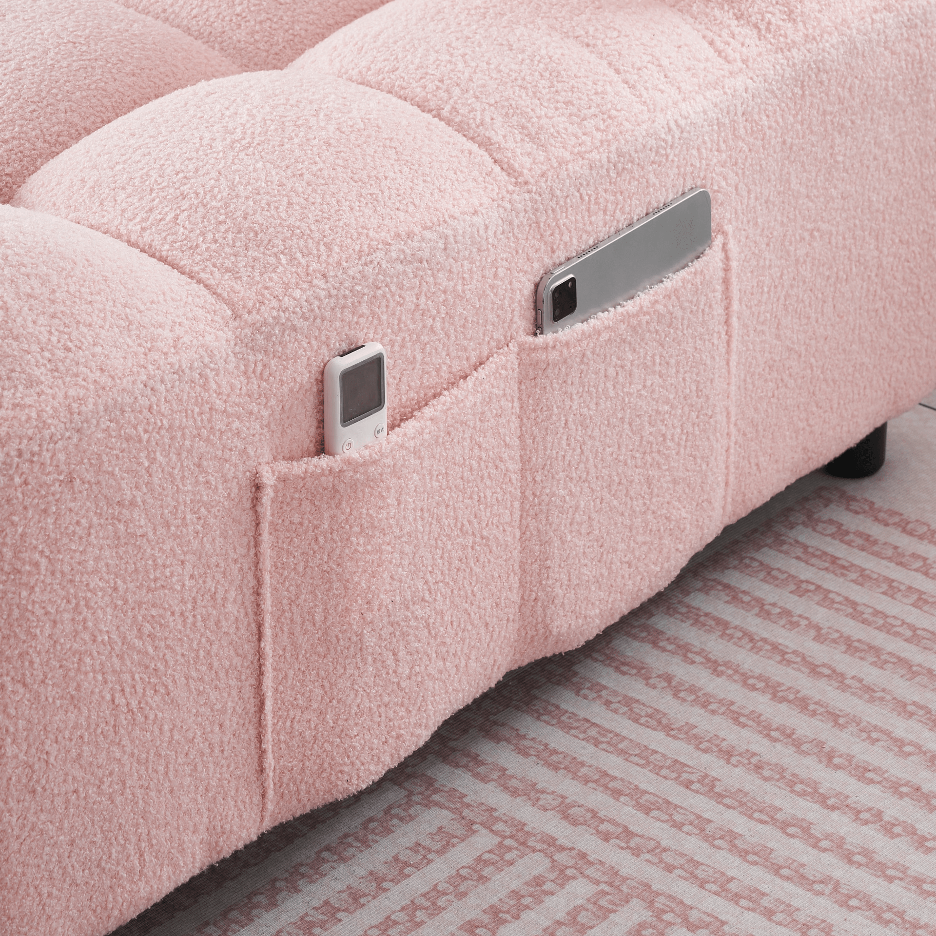 Convertible Teddy Sofa - Cum - Bed, 40.20 Inches Long - Pink | Perfect for Apartment, Office, and Living Room - CurtisJ Designs