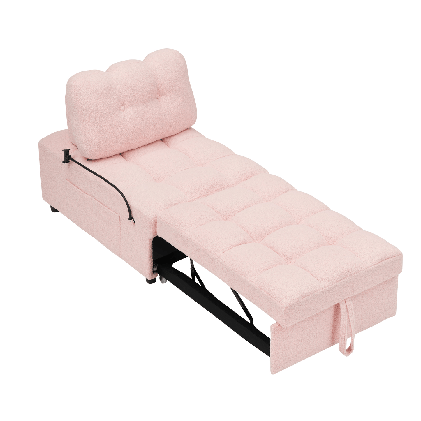 Convertible Teddy Sofa - Cum - Bed, 40.20 Inches Long - Pink | Perfect for Apartment, Office, and Living Room - CurtisJ Designs