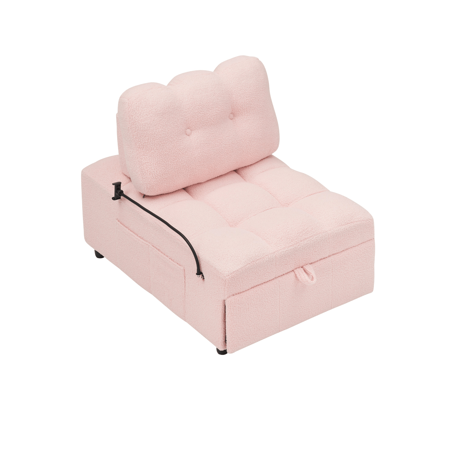 Convertible Teddy Sofa - Cum - Bed, 40.20 Inches Long - Pink | Perfect for Apartment, Office, and Living Room - CurtisJ Designs