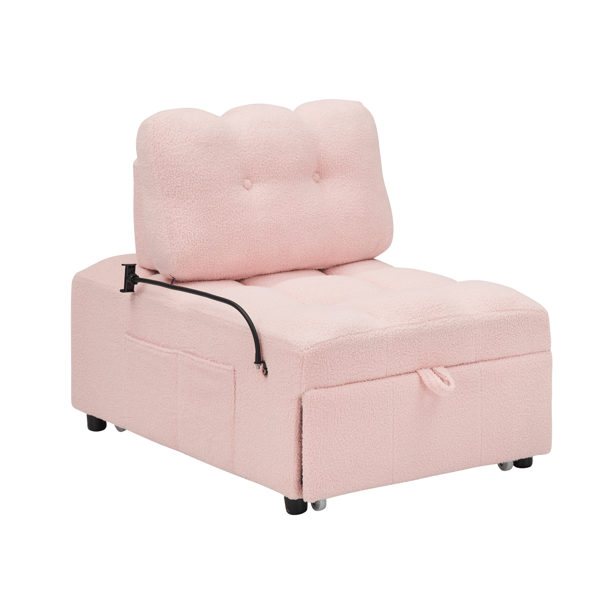 Convertible Teddy Sofa - Cum - Bed, 40.20 Inches Long - Pink | Perfect for Apartment, Office, and Living Room - CurtisJ Designs