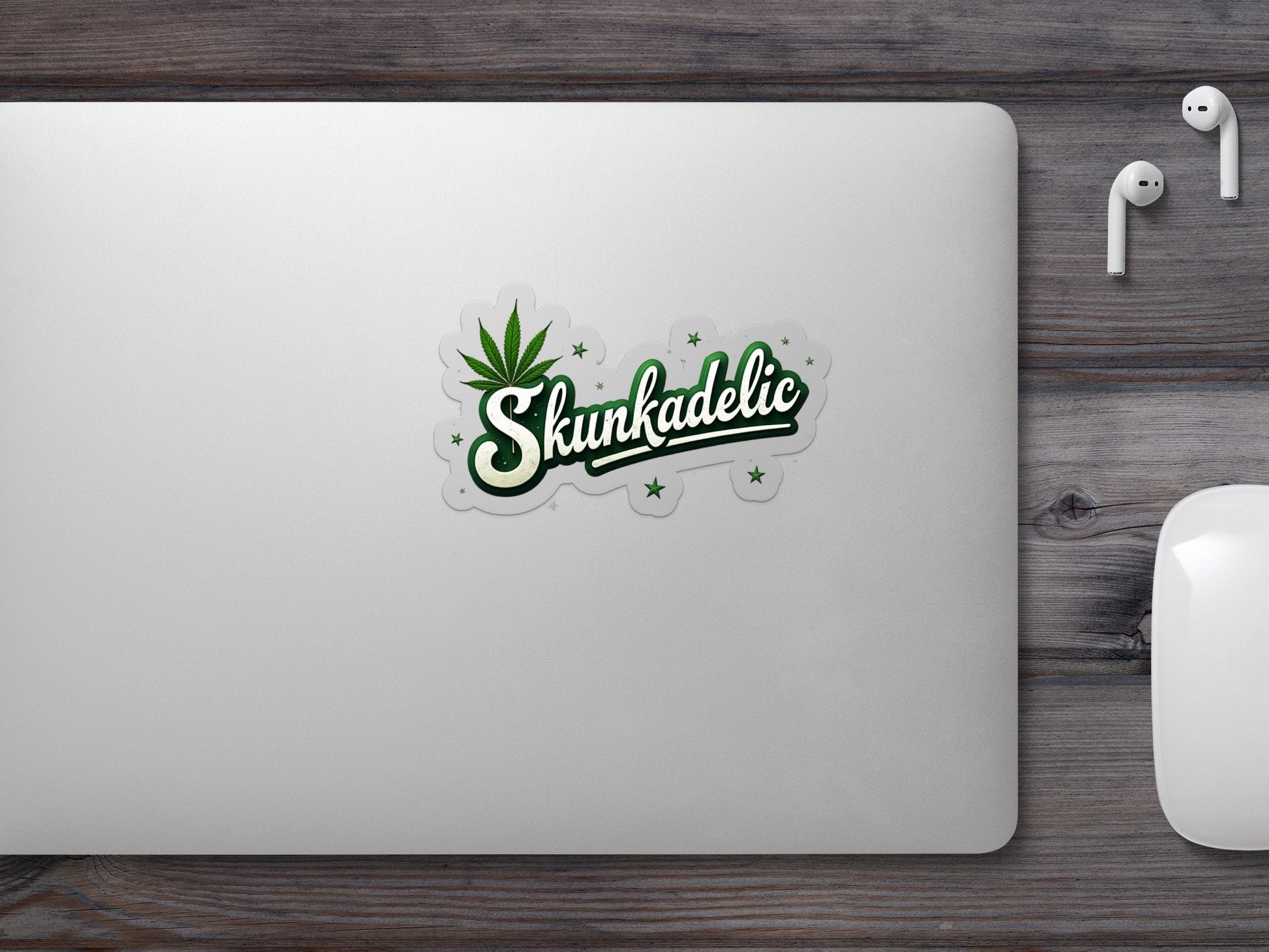 Cool Skunkadelic Design with Green Leaf and Stars Stickers - CurtisJ Designs