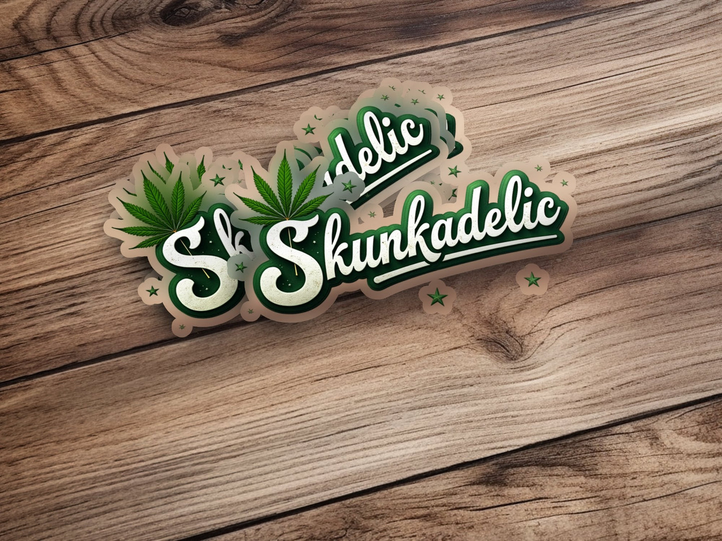 Cool Skunkadelic Design with Green Leaf and Stars Stickers - CurtisJ Designs