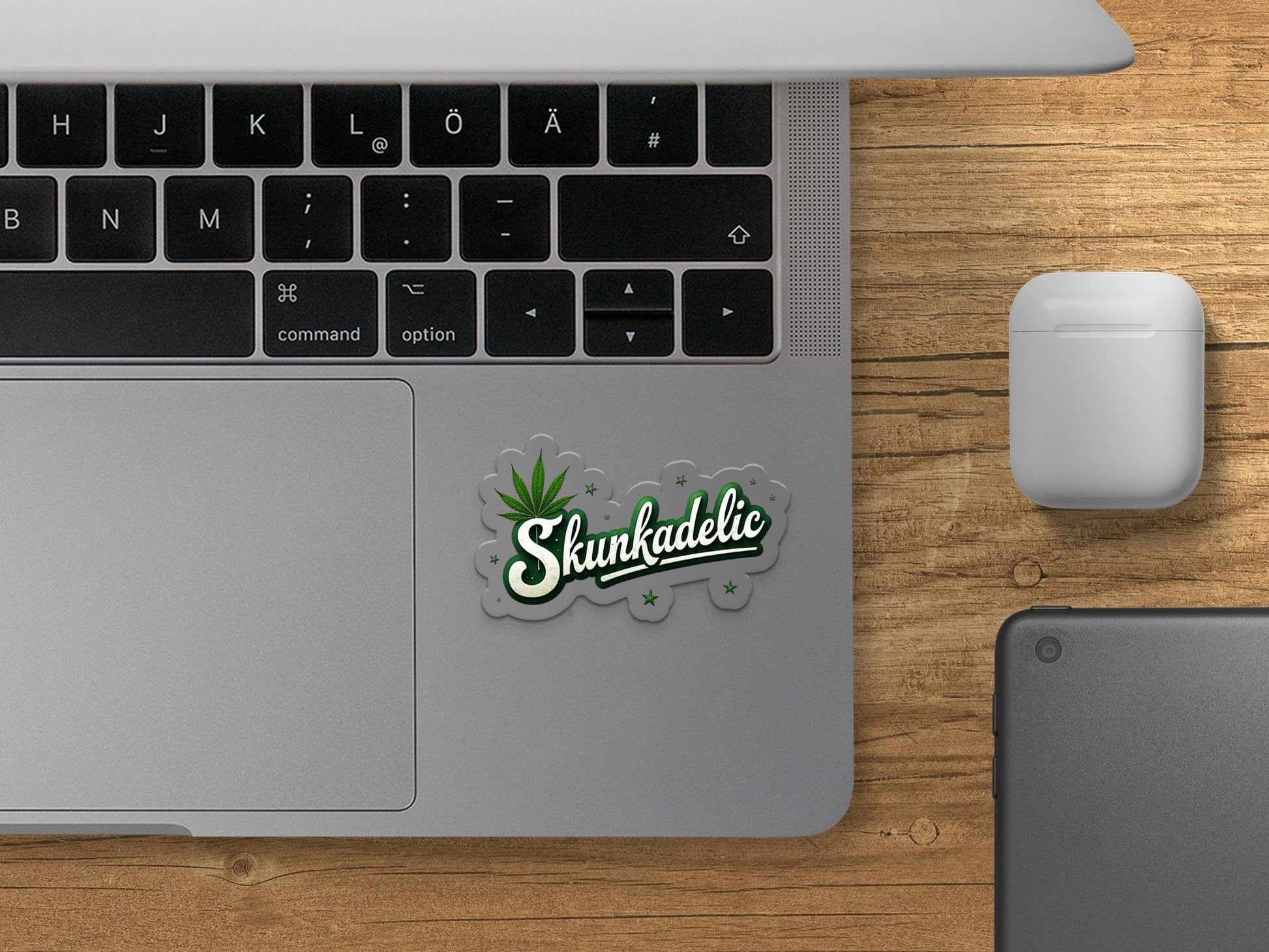 Cool Skunkadelic Design with Green Leaf and Stars Stickers - CurtisJ Designs