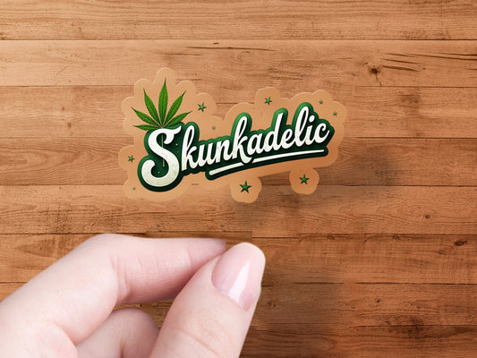 Cool Skunkadelic Design with Green Leaf and Stars Stickers - CurtisJ Designs