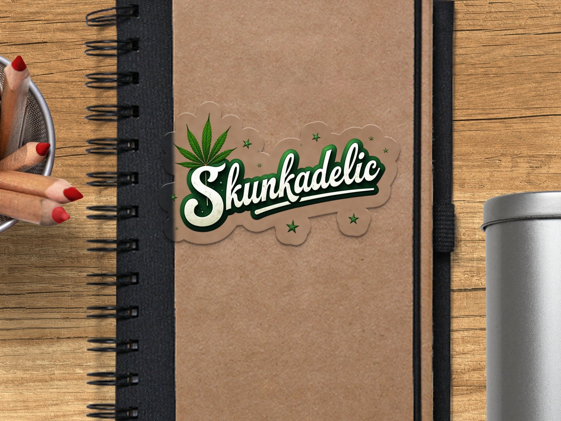 Cool Skunkadelic Design with Green Leaf and Stars Stickers - CurtisJ Designs