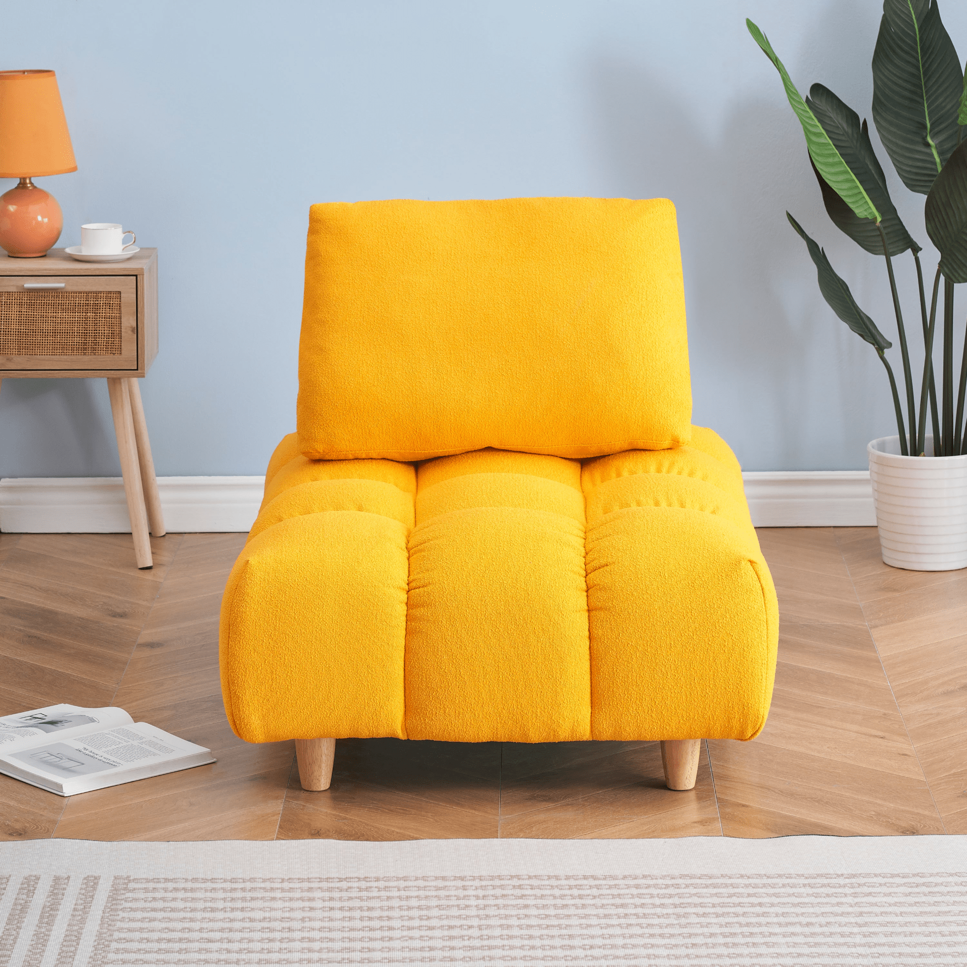 Cozy 30 - Inch Teddy Fabric Sofa - Yellow | Perfect for Apartment, Office, Living Room | Spacious and Comfortable Seating - CurtisJ Designs