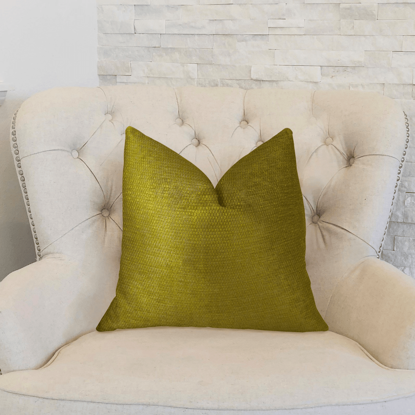 Deep Lemon Grass Metallic Citrine and Gold Handmade Luxury Pillow - CurtisJ Designs