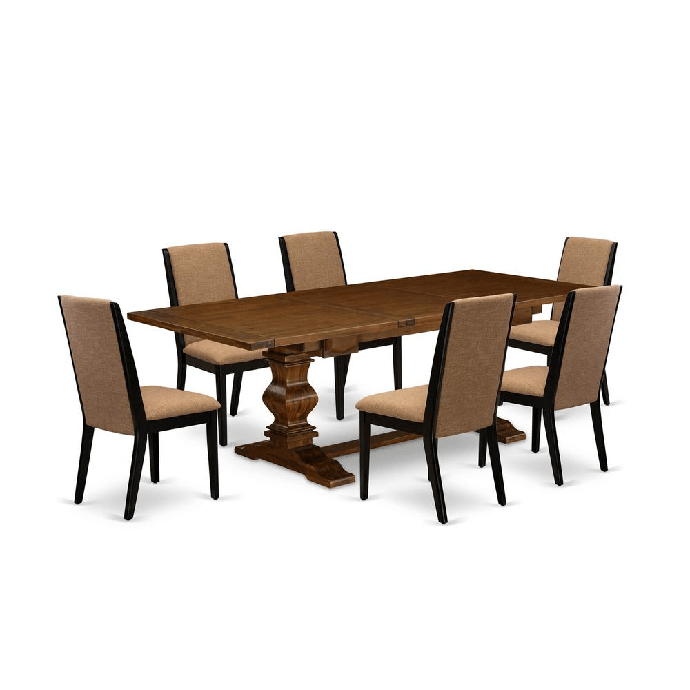 East West Furniture 7 - Piece Dining Set with Rectangle Dining Table and 6 Parsons Chairs, Walnut Finish, 42x92 Inch - CurtisJ Designs