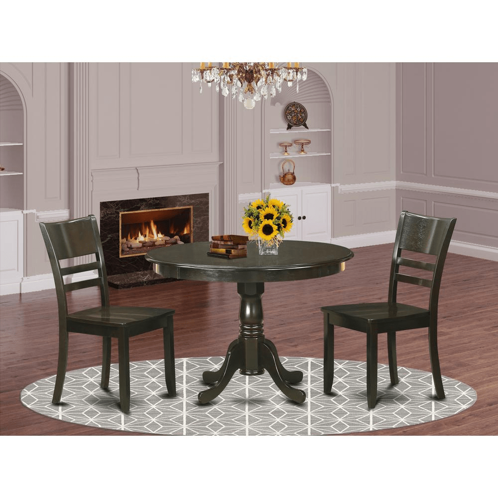 Elegant 3 PC Small Kitchen Table and Chairs Set - Stylish Cappuccino Finish - CurtisJ Designs