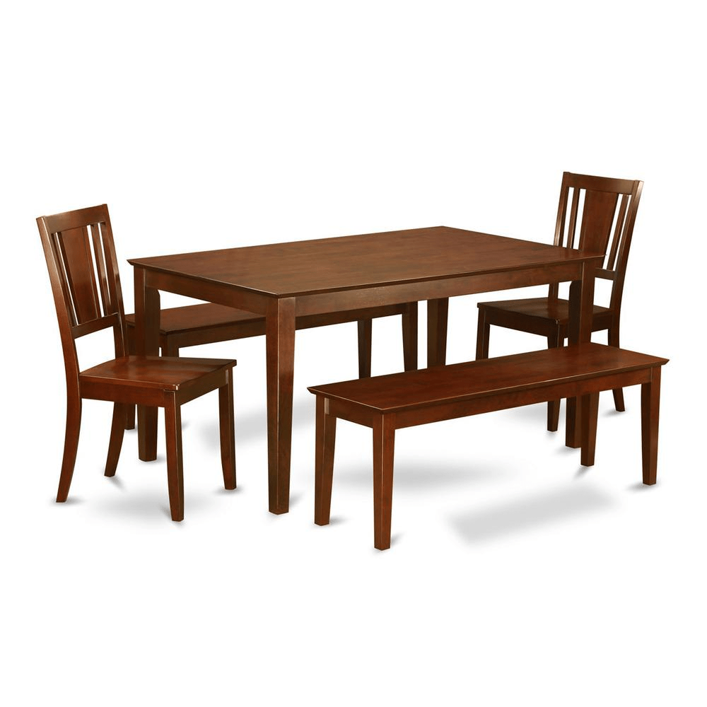 Elegant 5 - Piece Dining Room Set - Mahogany Finish Includes Dining Table, 2 Chairs, and 2 Benches - Perfect for Family Meals - CurtisJ Designs