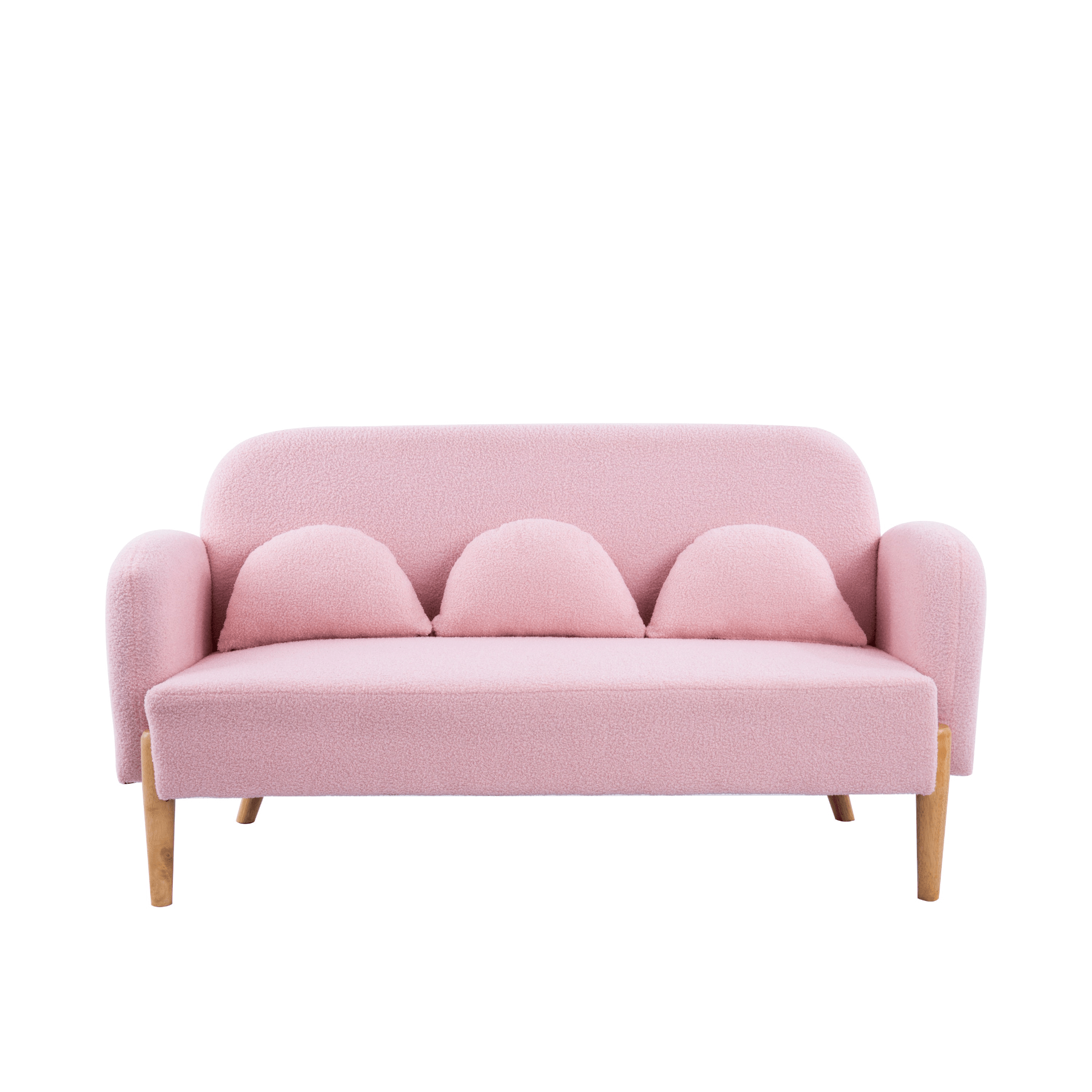 Elegant 59.1" Teddy Velvet Pink Two - Seater Sofa with Three Comfort Lumbar Pillows - Ideal for Modern Living Spaces - CurtisJ Designs