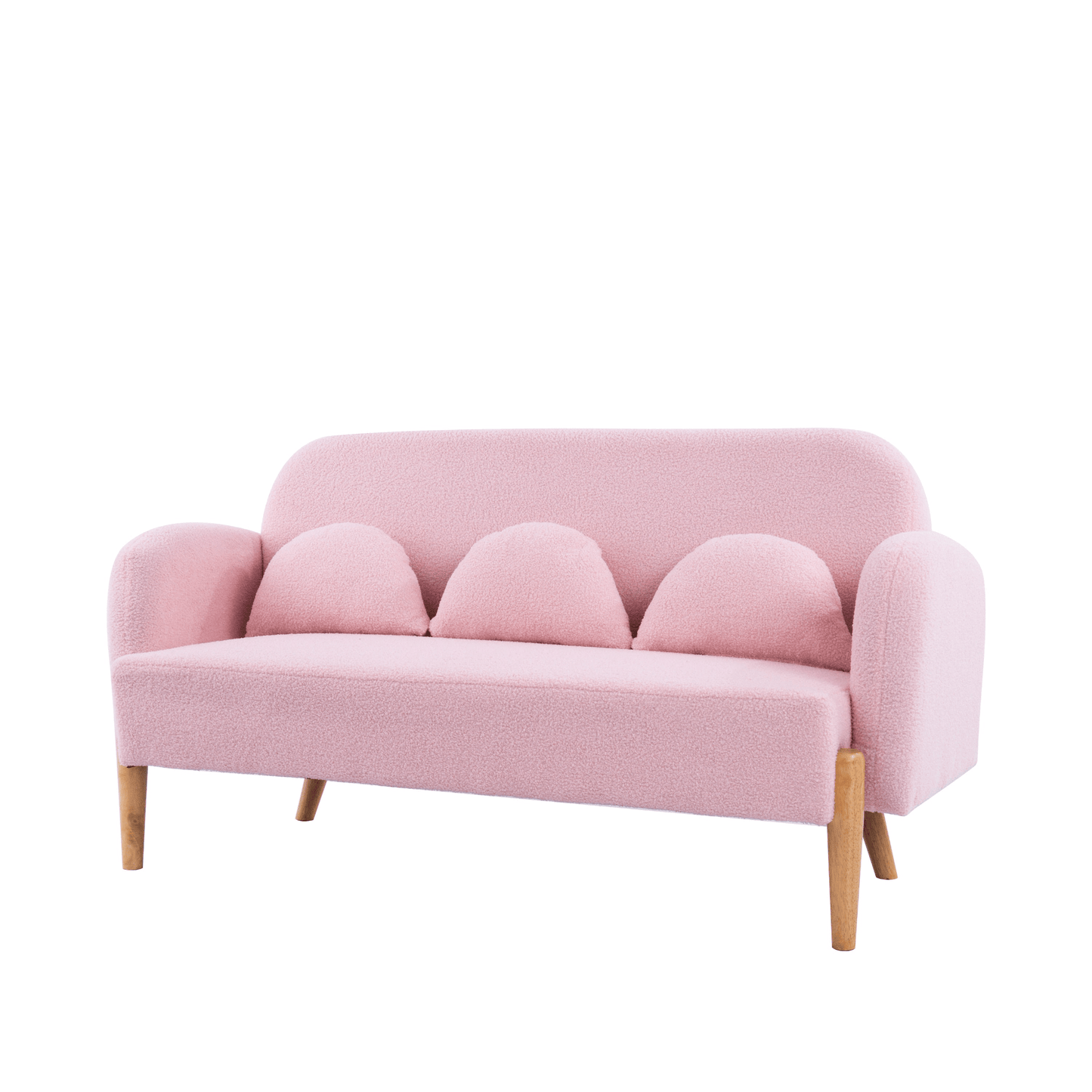 Elegant 59.1" Teddy Velvet Pink Two - Seater Sofa with Three Comfort Lumbar Pillows - Ideal for Modern Living Spaces - CurtisJ Designs