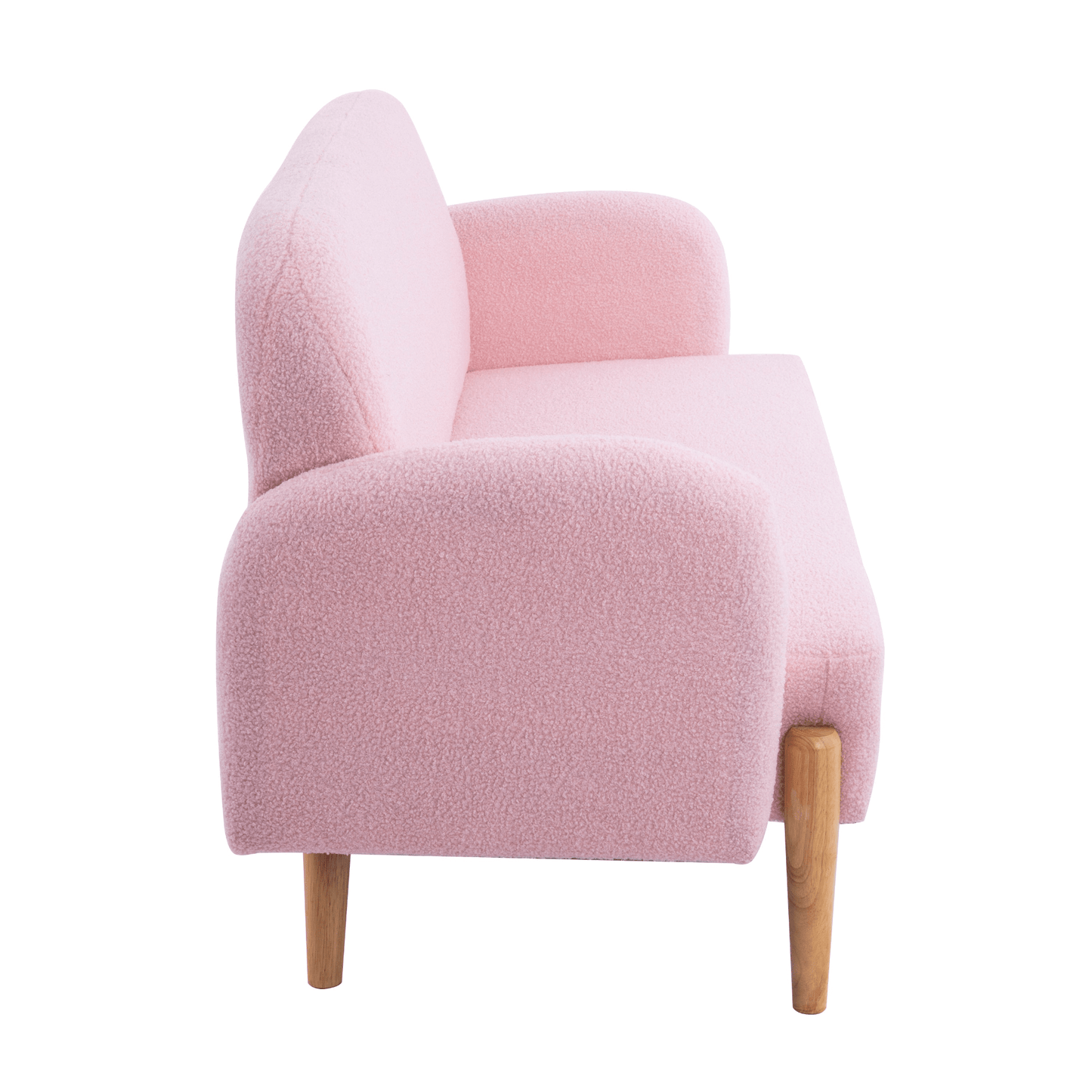 Elegant 59.1" Teddy Velvet Pink Two - Seater Sofa with Three Comfort Lumbar Pillows - Ideal for Modern Living Spaces - CurtisJ Designs