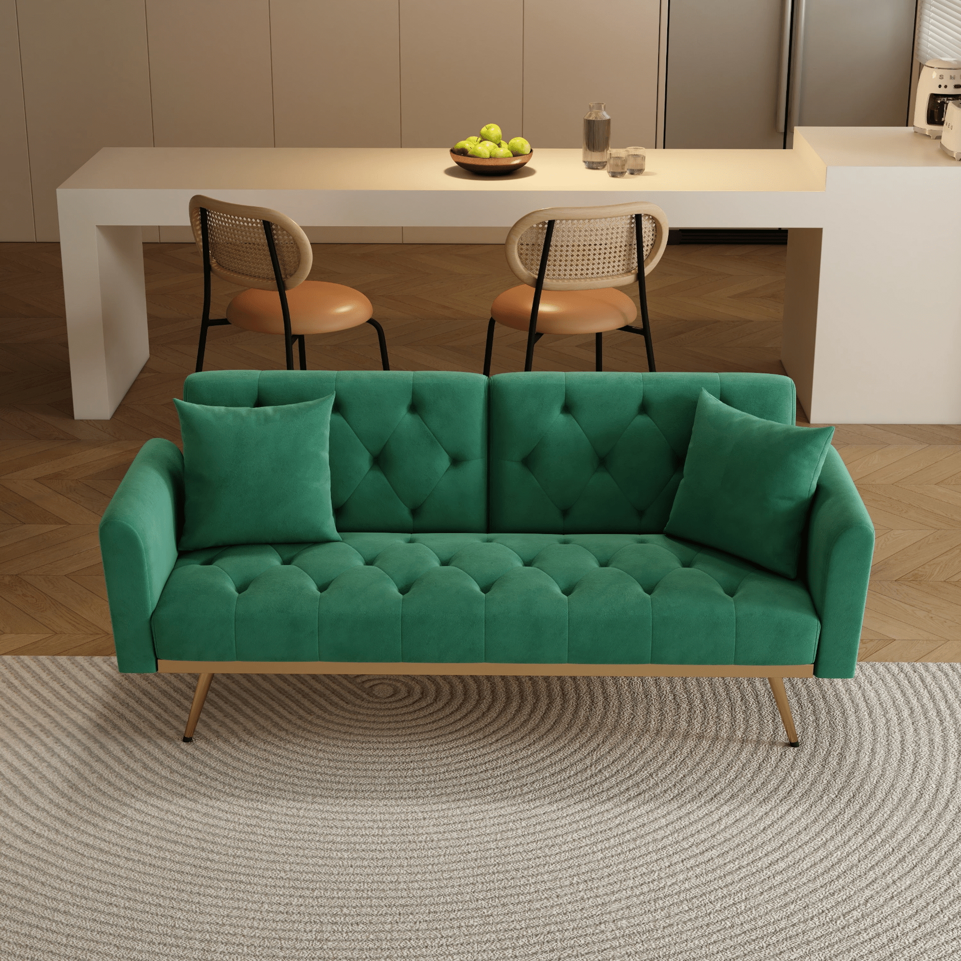 Elegant 68.3'' Green Velvet Sofa Bed - Beautiful, Versatile, and Easy to Assemble - CurtisJ Designs