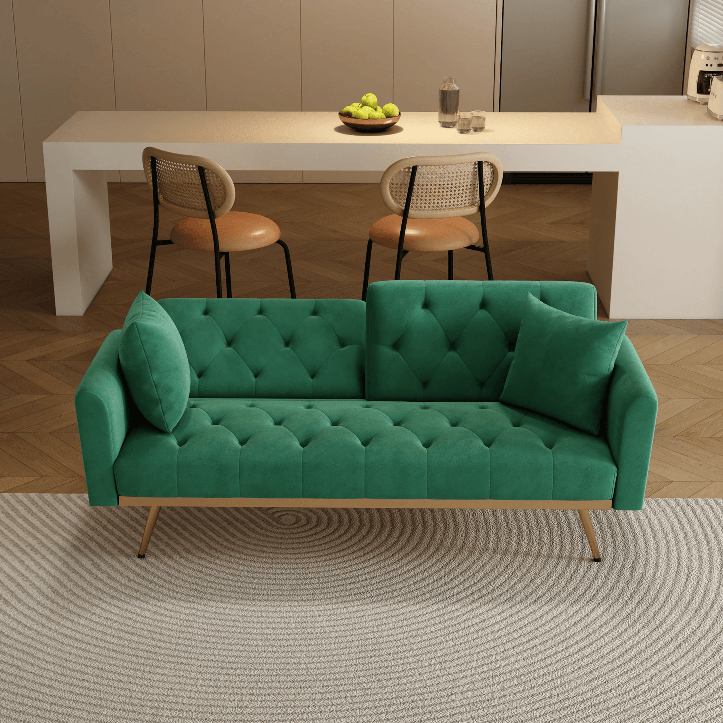 Elegant 68.3'' Green Velvet Sofa Bed - Beautiful, Versatile, and Easy to Assemble - CurtisJ Designs