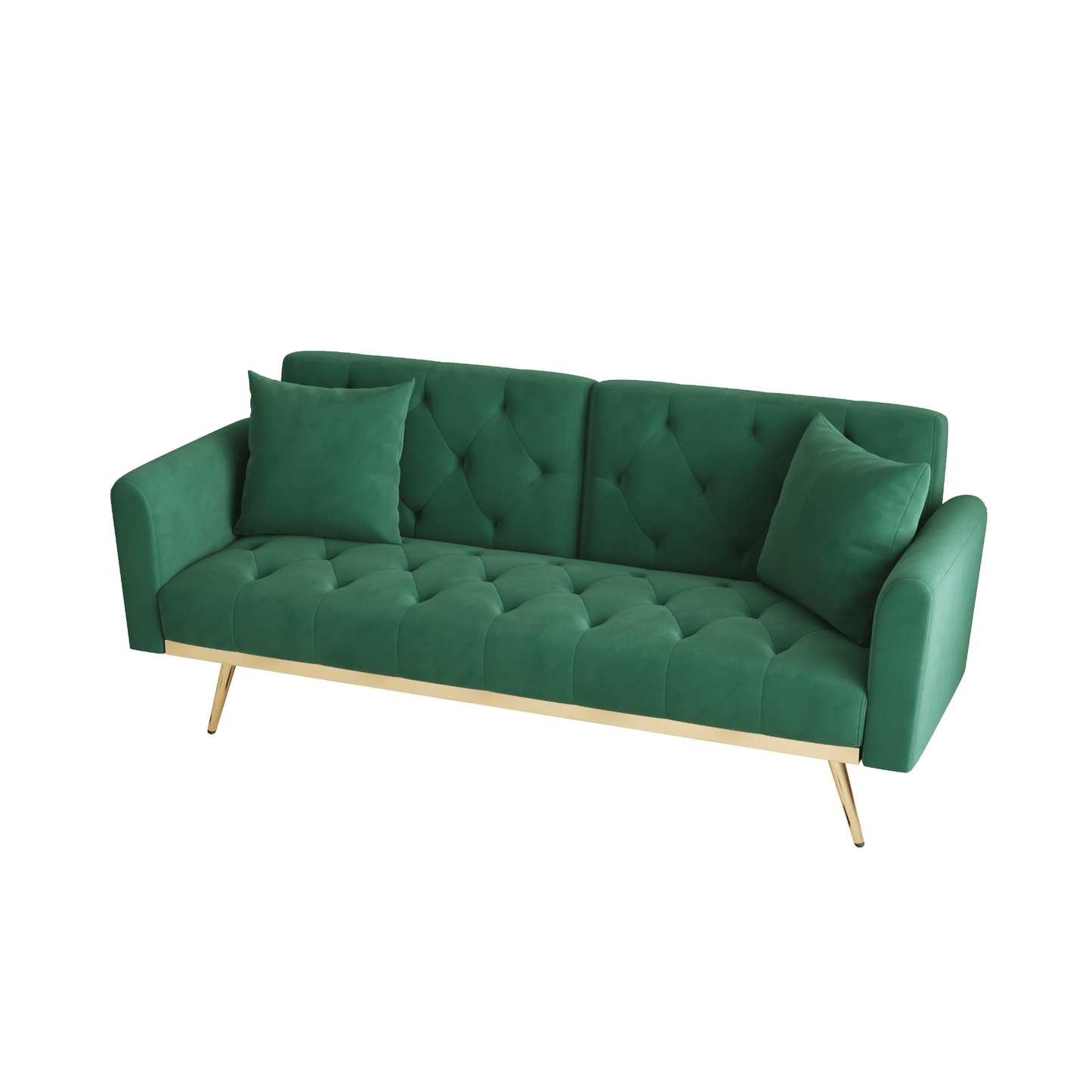 Elegant 68.3'' Green Velvet Sofa Bed - Beautiful, Versatile, and Easy to Assemble - CurtisJ Designs