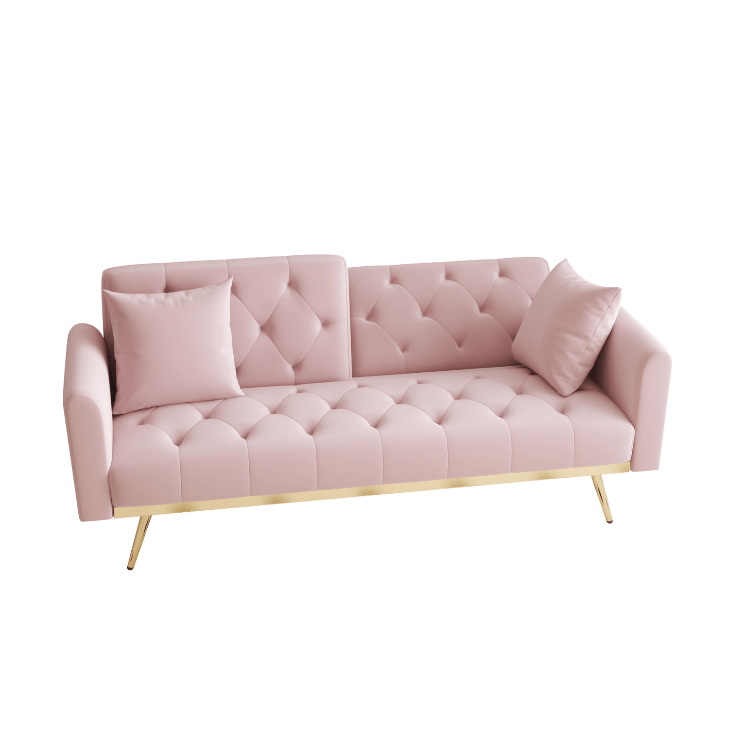 Elegant 68.3" Pink Velvet Sofabed - Easy Assembly, Adjustable for Comfort - CurtisJ Designs