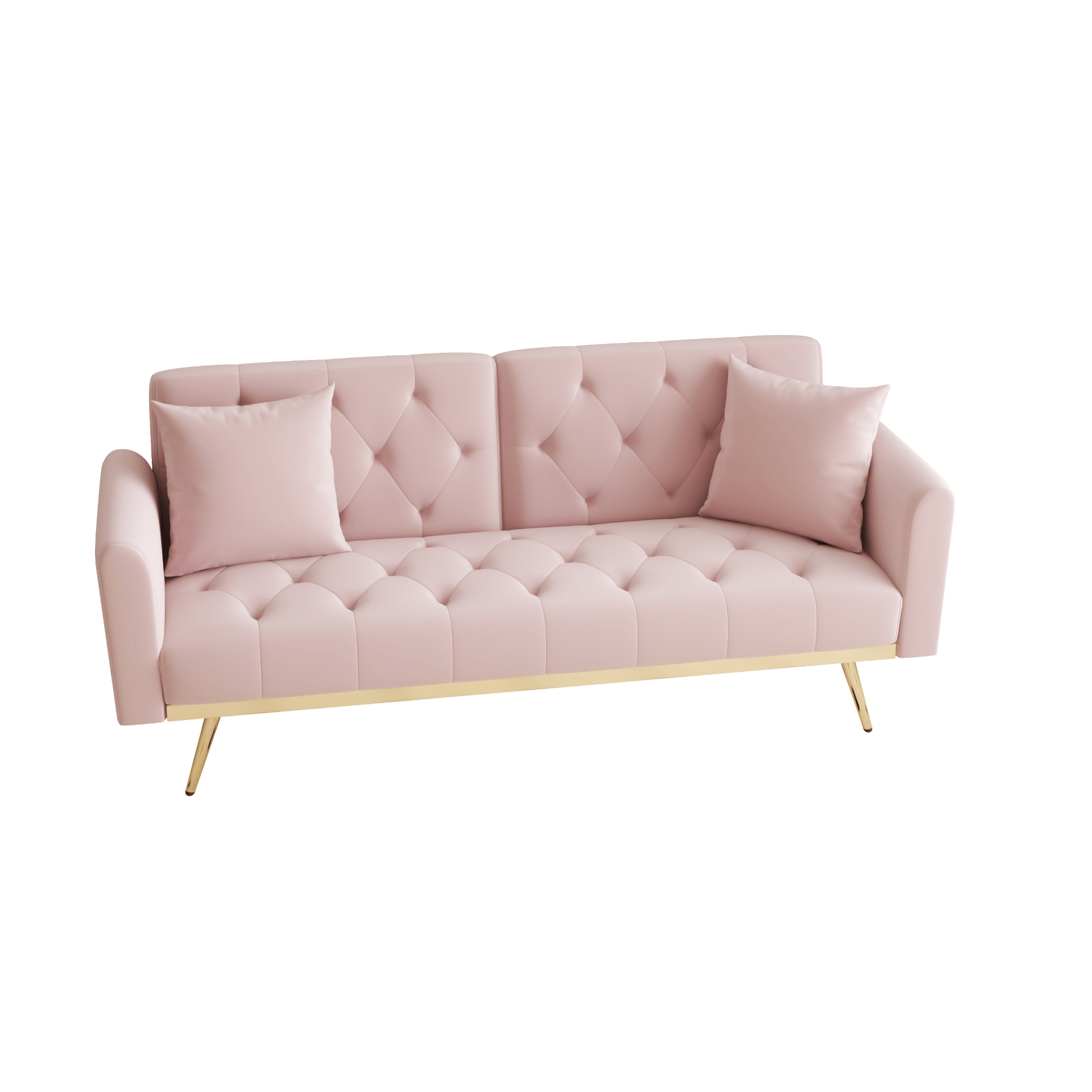 Elegant 68.3" Pink Velvet Sofabed - Easy Assembly, Adjustable for Comfort - CurtisJ Designs