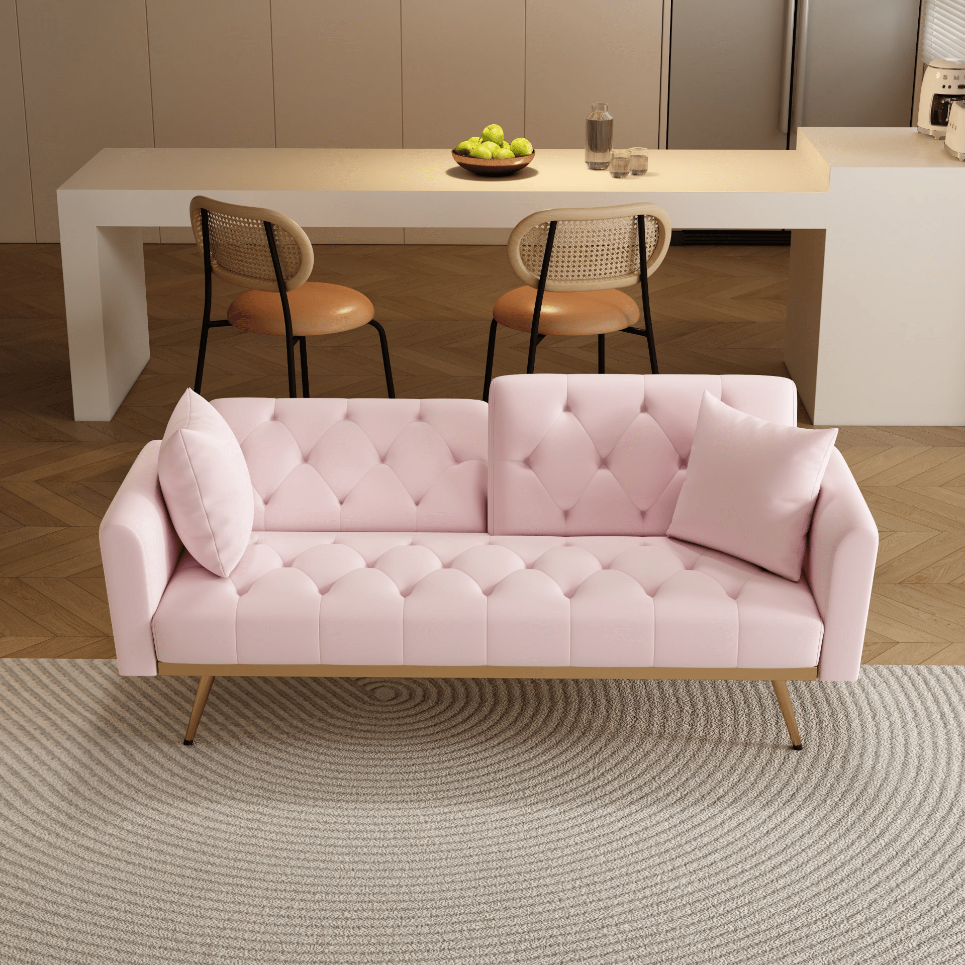 Elegant 68.3" Pink Velvet Sofabed - Easy Assembly, Adjustable for Comfort - CurtisJ Designs