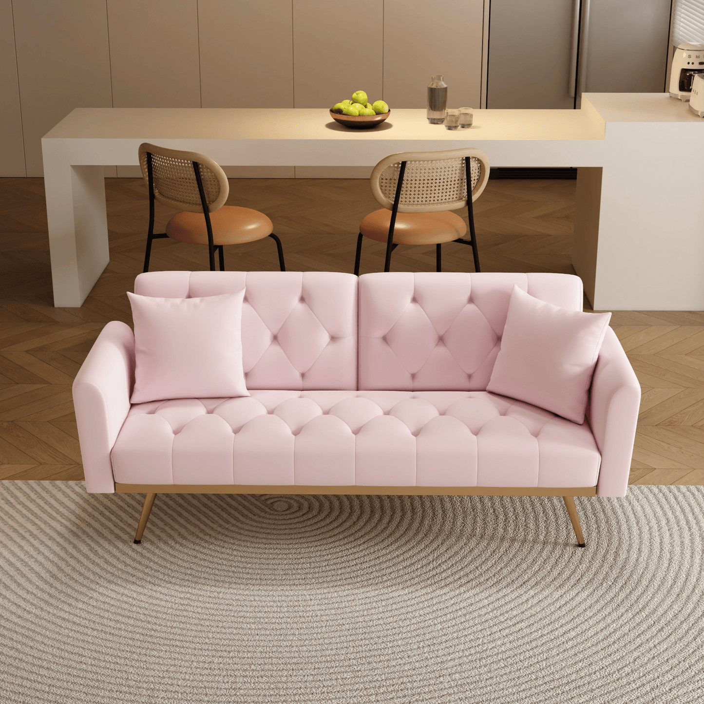 Elegant 68.3" Pink Velvet Sofabed - Easy Assembly, Adjustable for Comfort - CurtisJ Designs