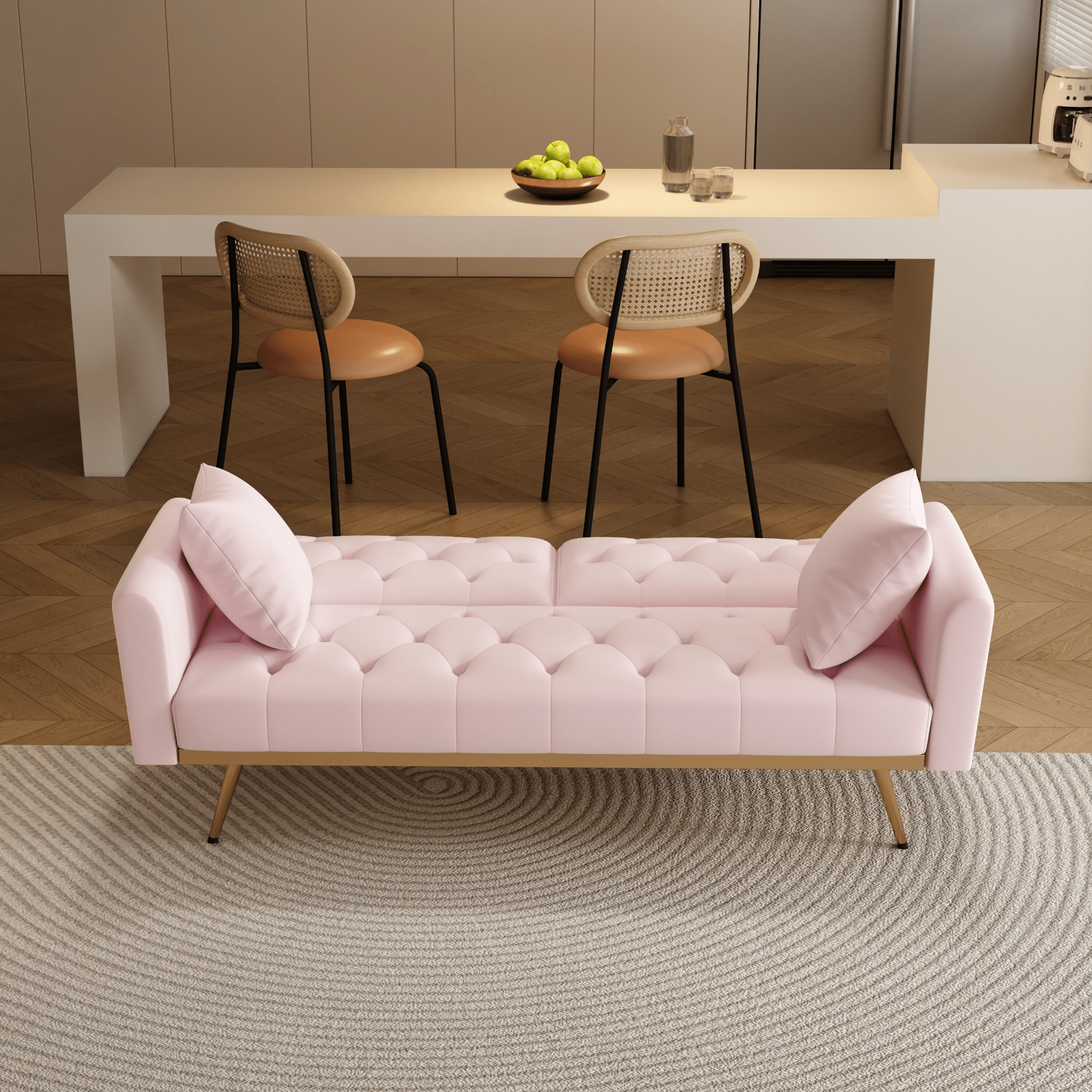 Elegant 68.3" Pink Velvet Sofabed - Easy Assembly, Adjustable for Comfort - CurtisJ Designs