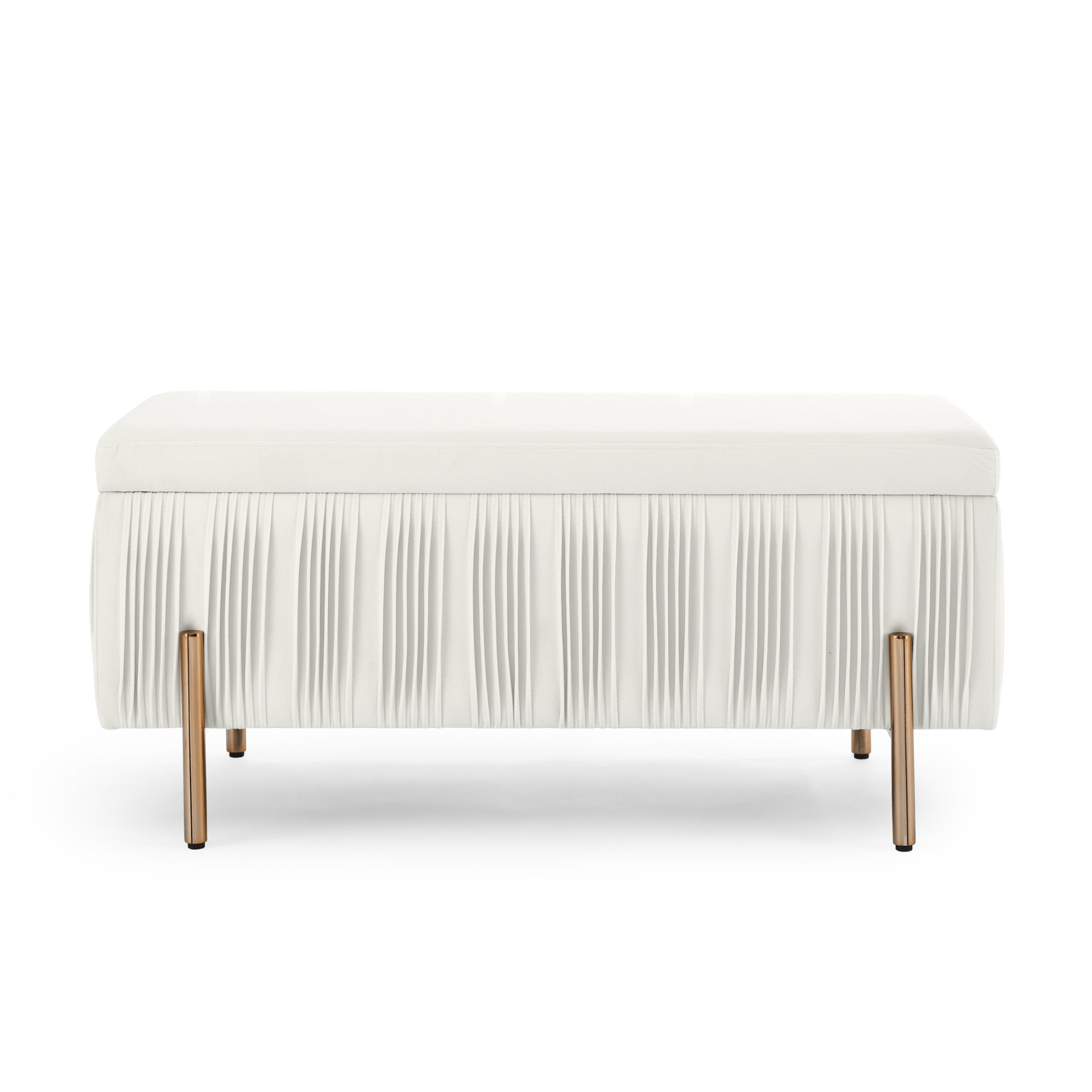 Elegant Beige Upholstered Velvet Storage Bench with Cedar Wood Veneer - CurtisJ Designs