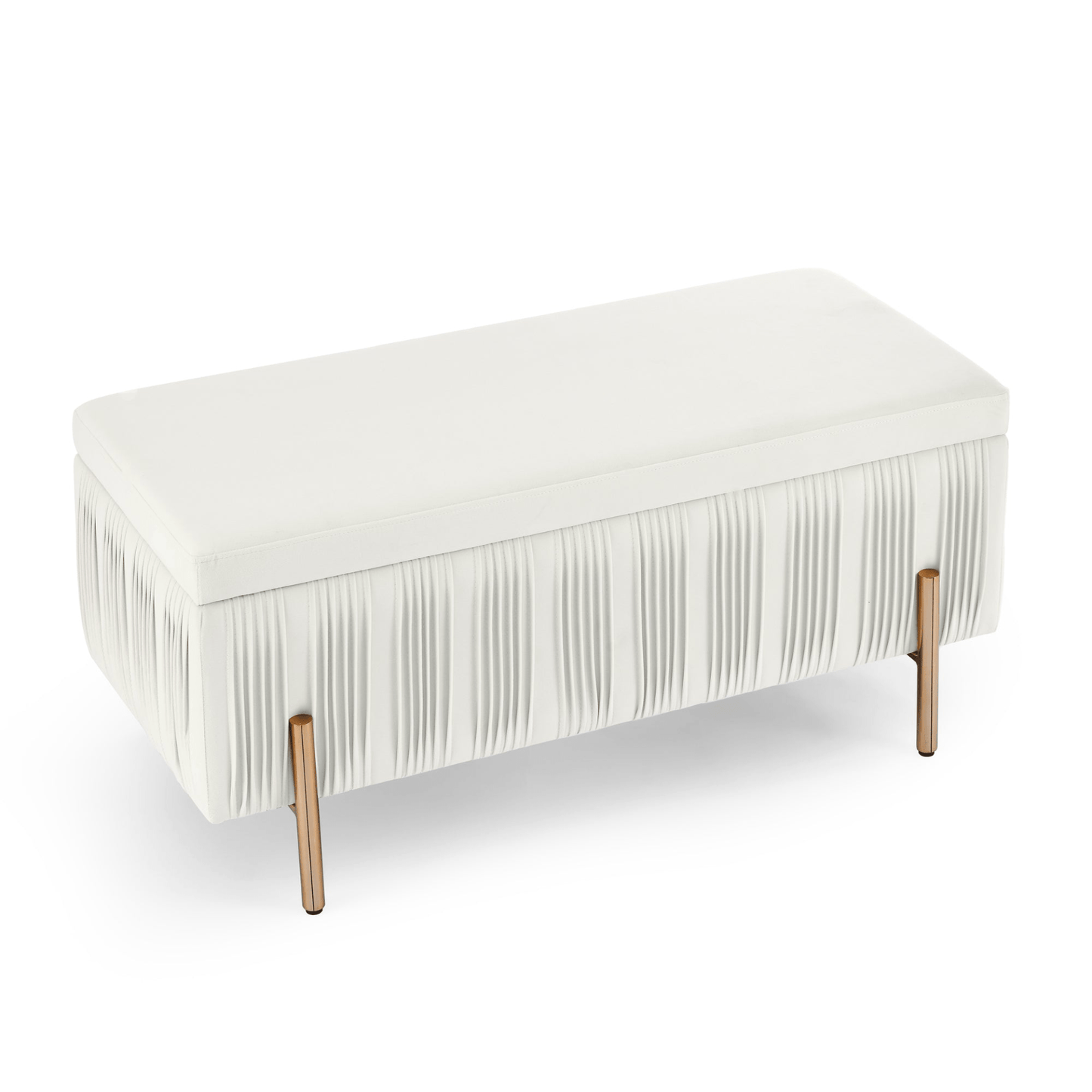 Elegant Beige Upholstered Velvet Storage Bench with Cedar Wood Veneer - CurtisJ Designs