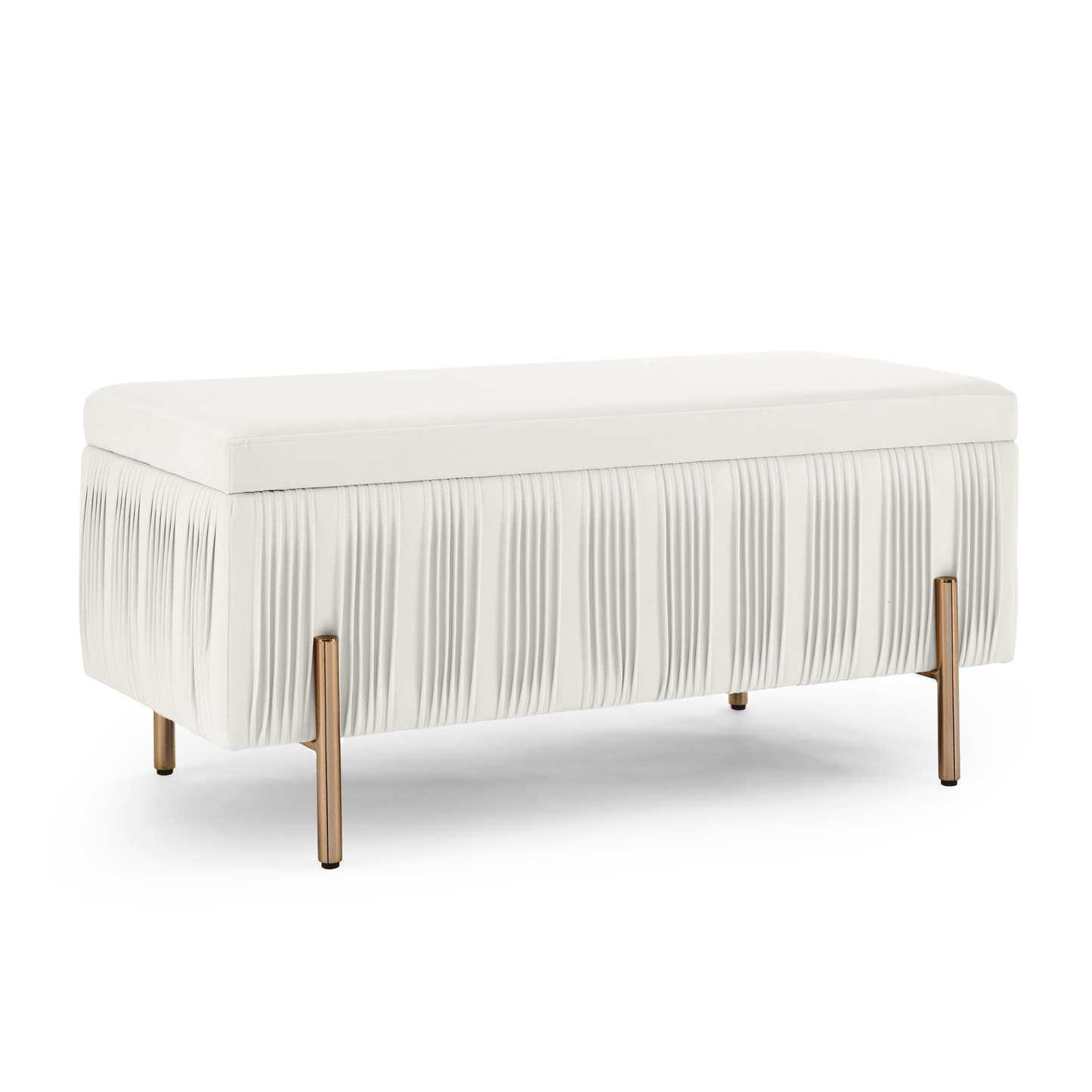 Elegant Beige Upholstered Velvet Storage Bench with Cedar Wood Veneer - CurtisJ Designs