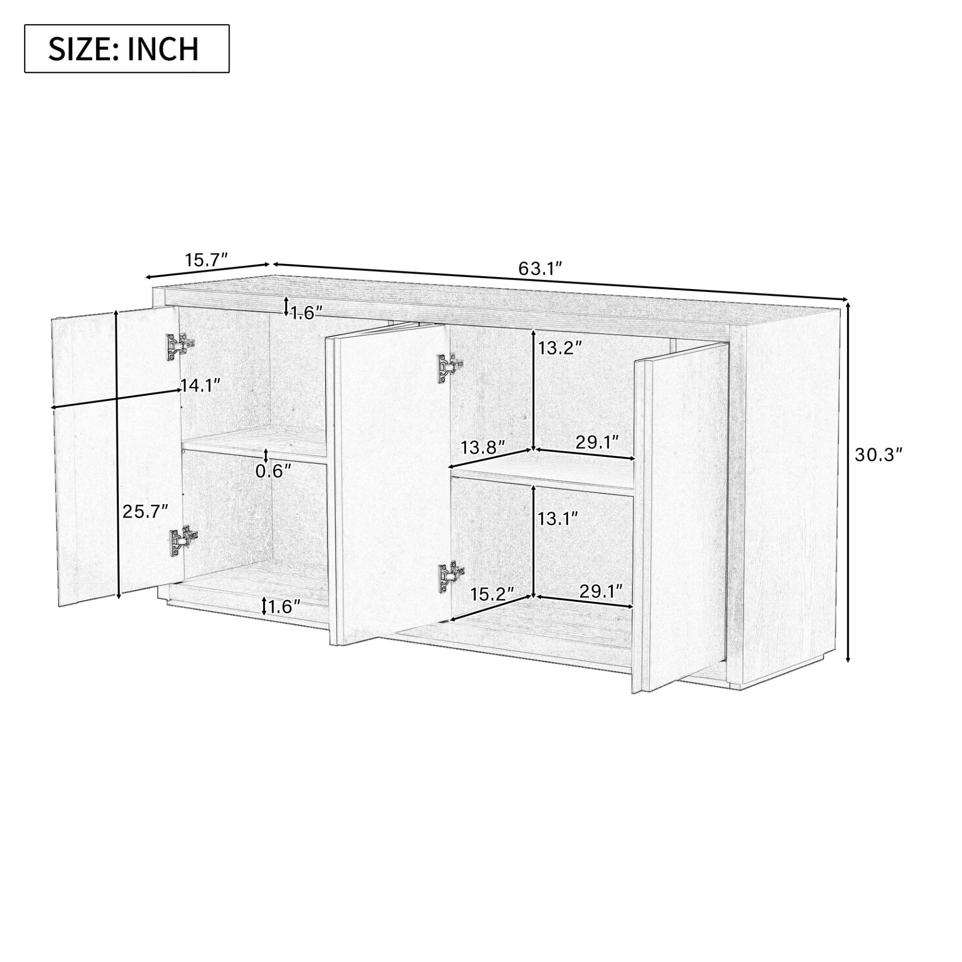 Elegant Four - Door Cabinet Sideboard with Ash Veneer - Perfect for Hallway, Entryway, and Living Room - CurtisJ Designs