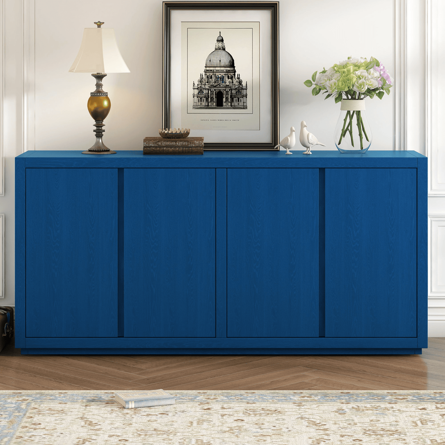 Elegant Four - Door Cabinet Sideboard with Ash Veneer - Perfect for Hallway, Entryway, and Living Room - CurtisJ Designs