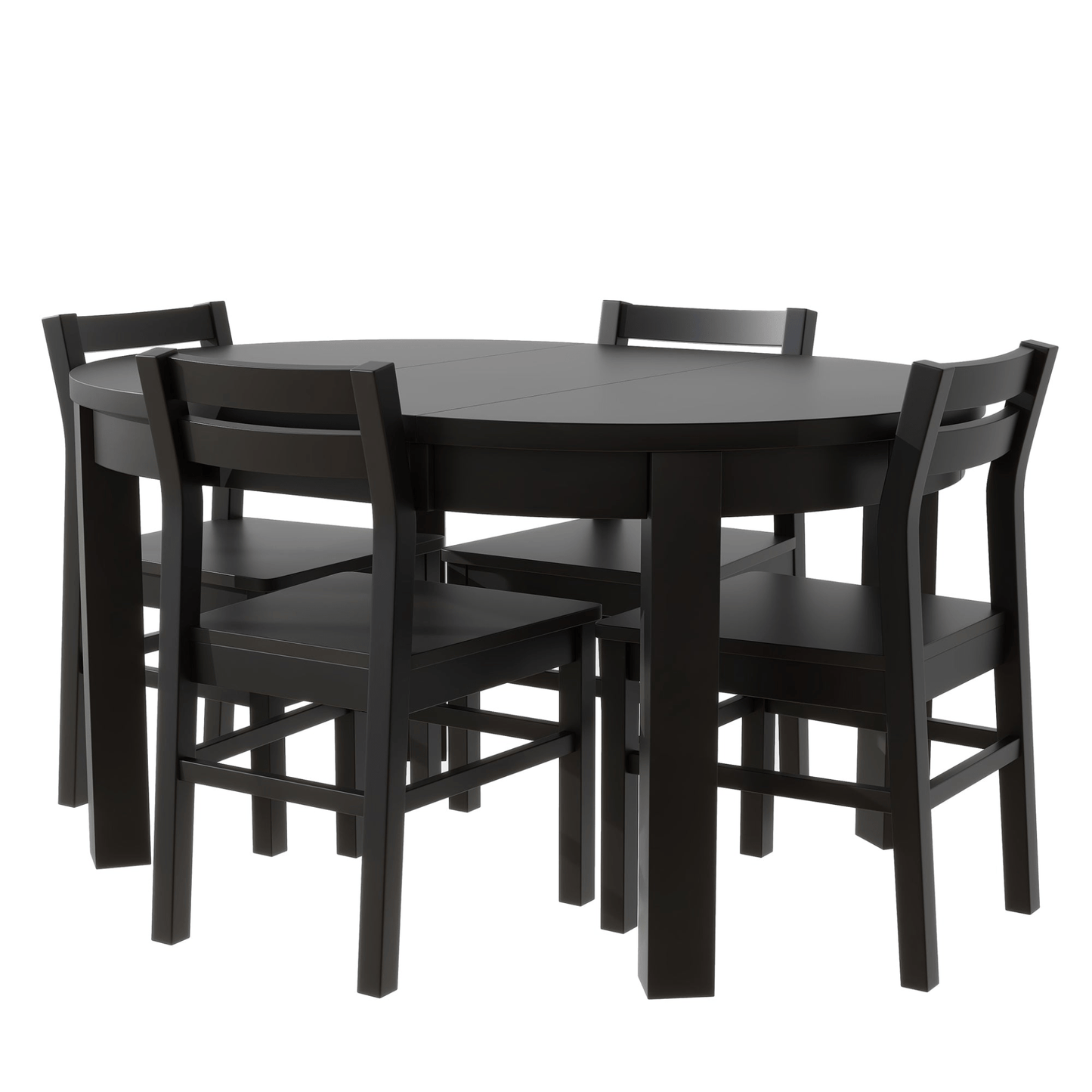 Farmhouse 5 - Piece Extendable Round Dining Table Set with Storage Drawers and 4 Dining Chairs, 16" Removable Leaf, Espresso Finish - CurtisJ Designs