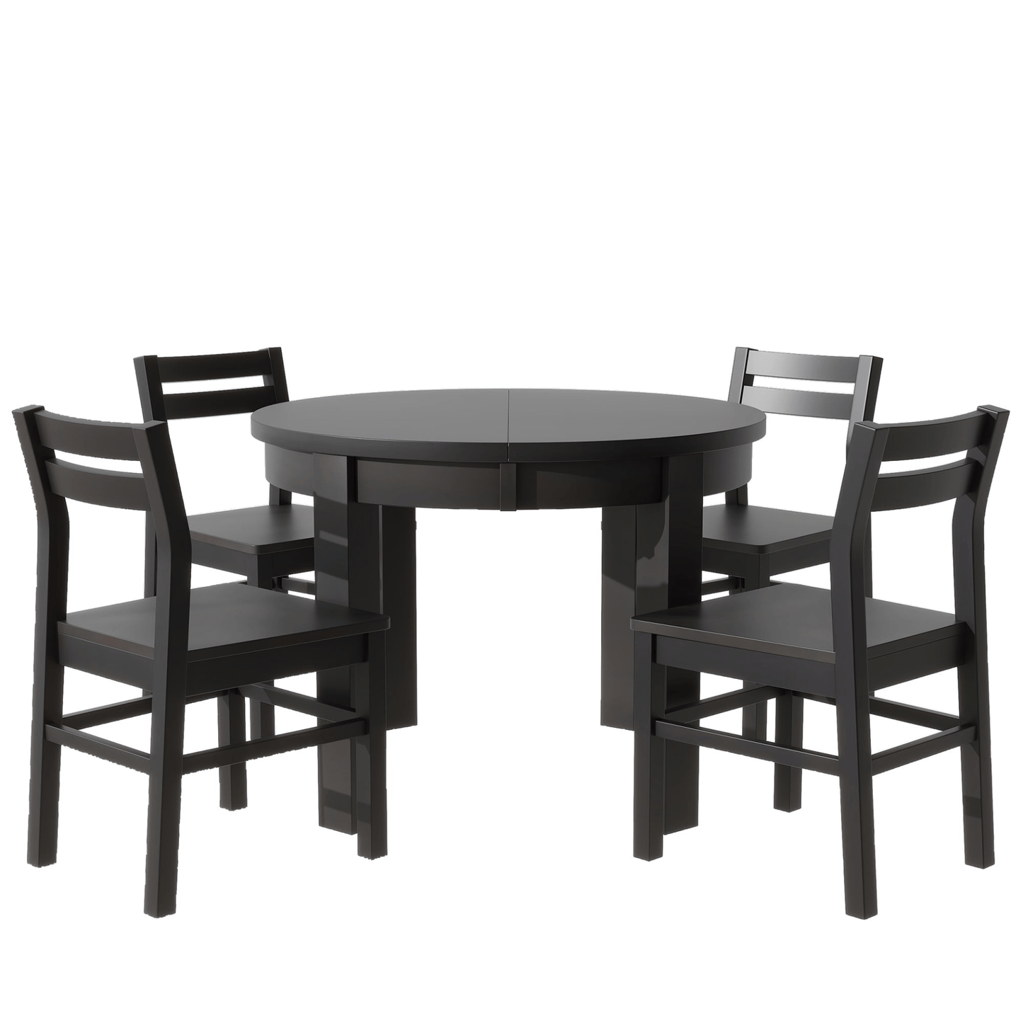 Farmhouse 5 - Piece Extendable Round Dining Table Set with Storage Drawers and 4 Dining Chairs, 16" Removable Leaf, Espresso Finish - CurtisJ Designs