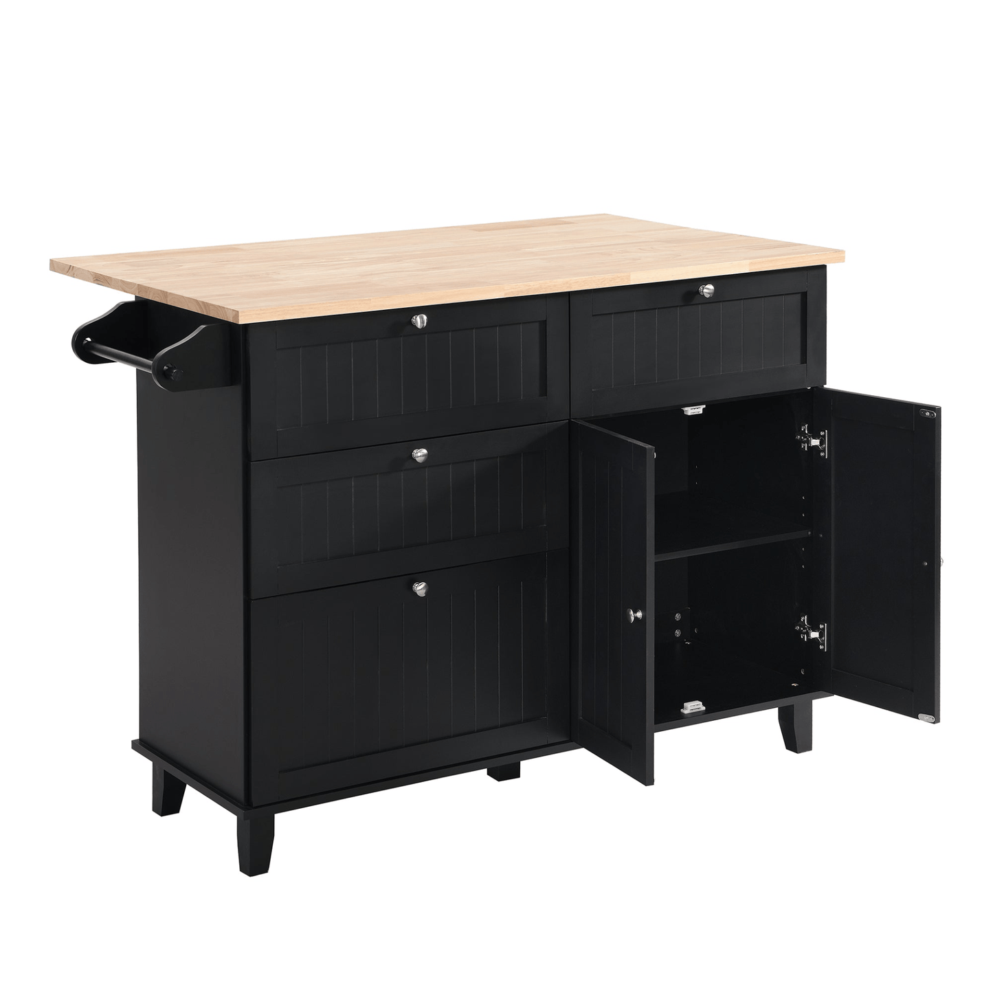 Farmhouse Kitchen Island Set with Drop Leaf and 2 Seatings - Black+Rustic Brown - CurtisJ Designs