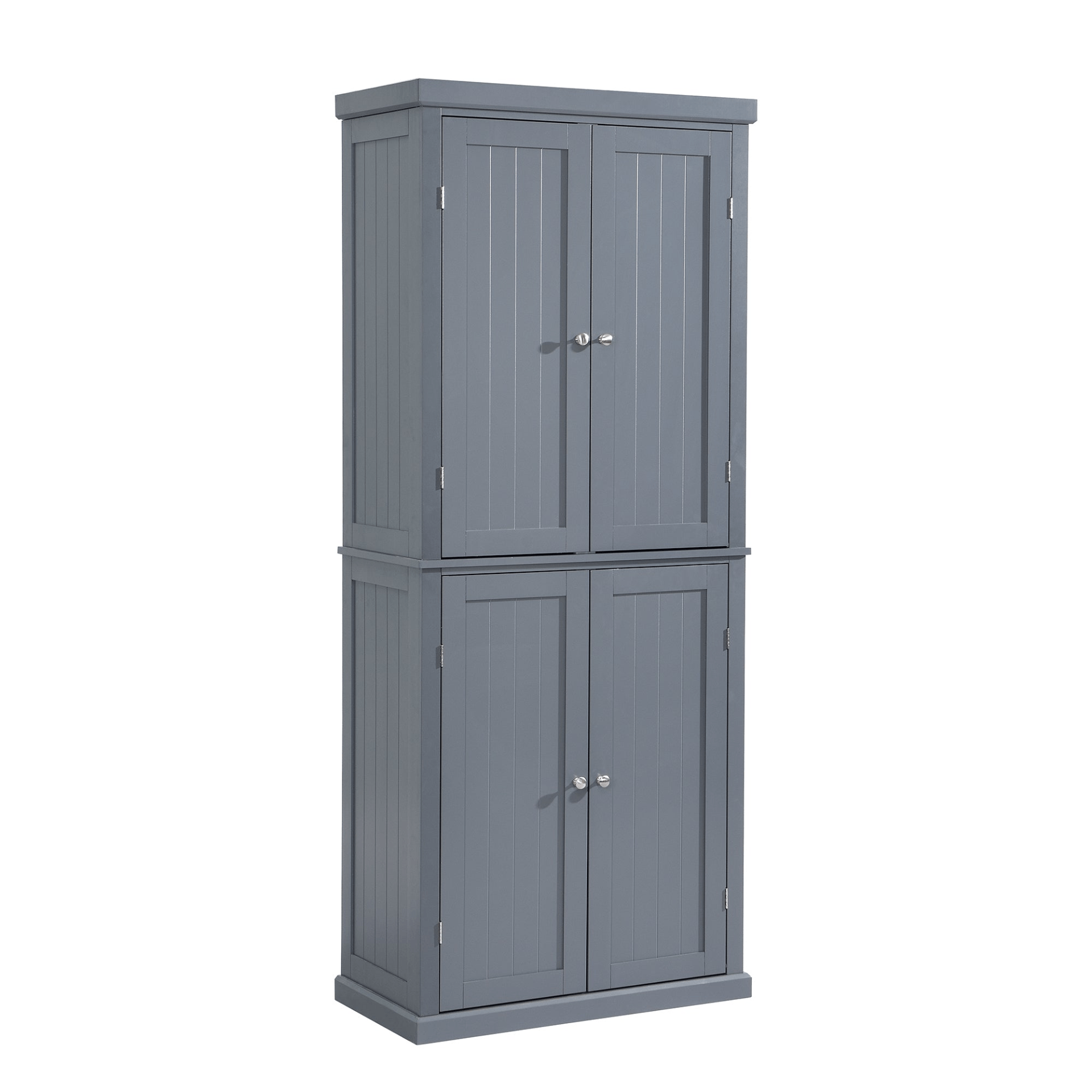 Freestanding Tall Kitchen Pantry, 72.4" Gray Minimalist Kitchen Storage Cabinet with Adjustable Shelves and 4 Doors - CurtisJ Designs