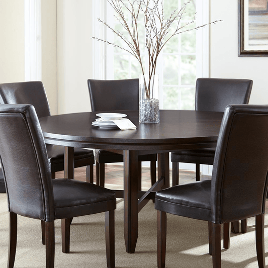 Hartford Round Dining Table - Contemporary Style, Hardwood Solids, Oak Veneer, Seats 8 - CurtisJ Designs